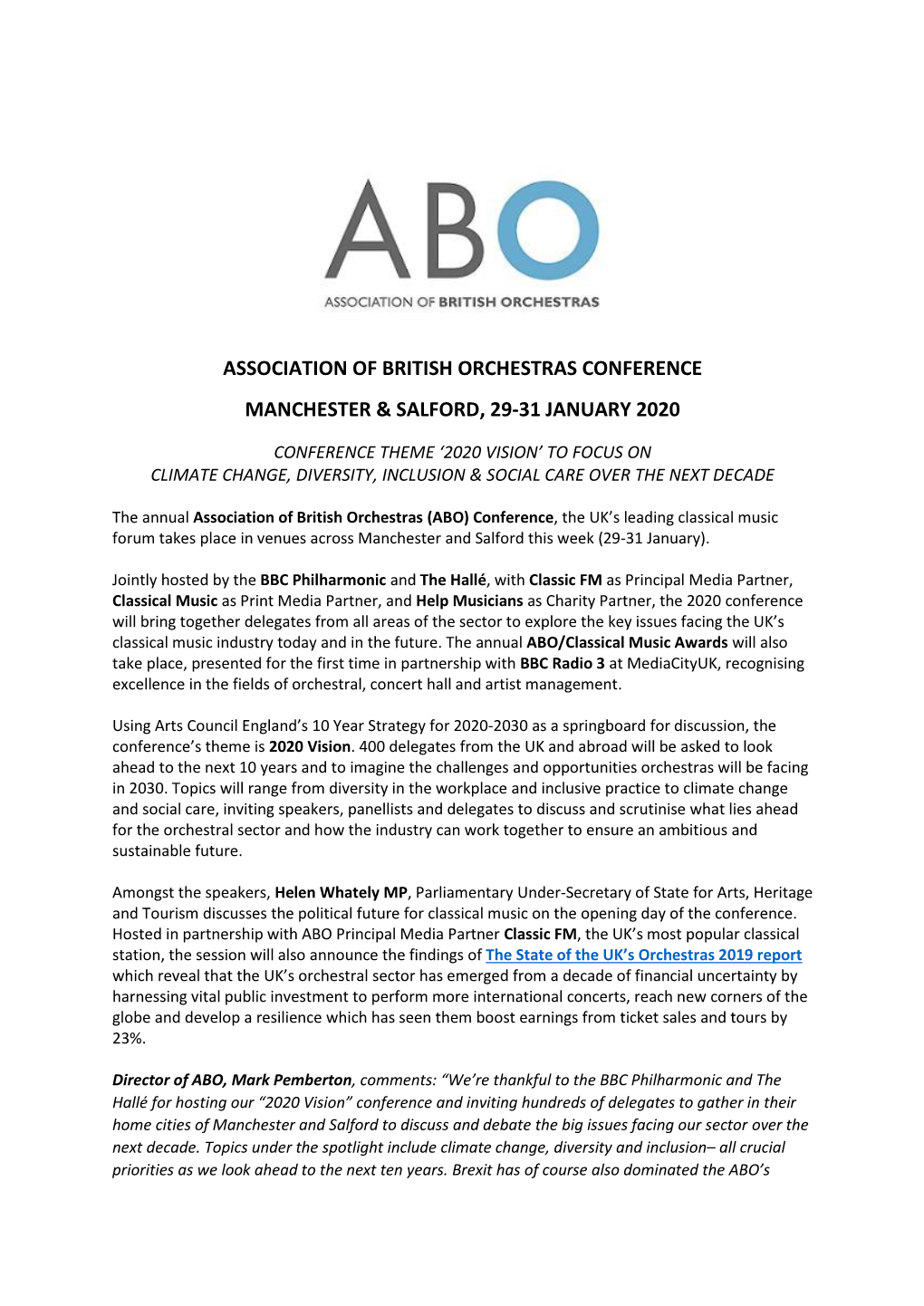 ABO Conference 2020 VISION Press Release