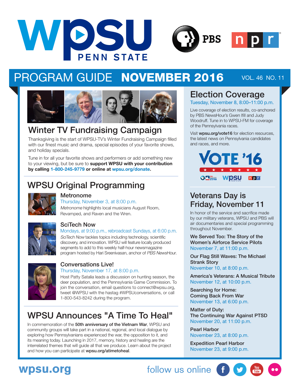 Wpsu.Org PROGRAM GUIDE NOVEMBER 2016