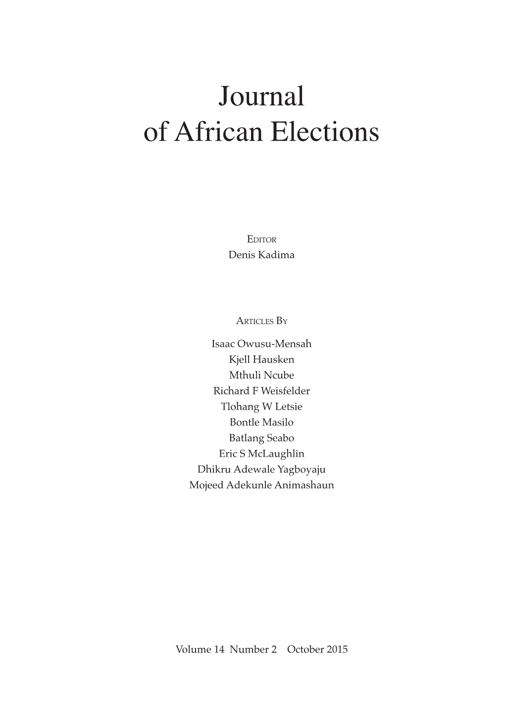 Journal of African Elections