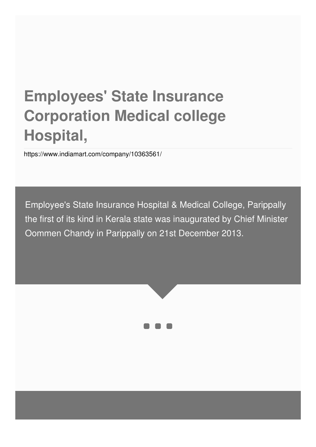 Employees' State Insurance Corporation Medical College Hospital