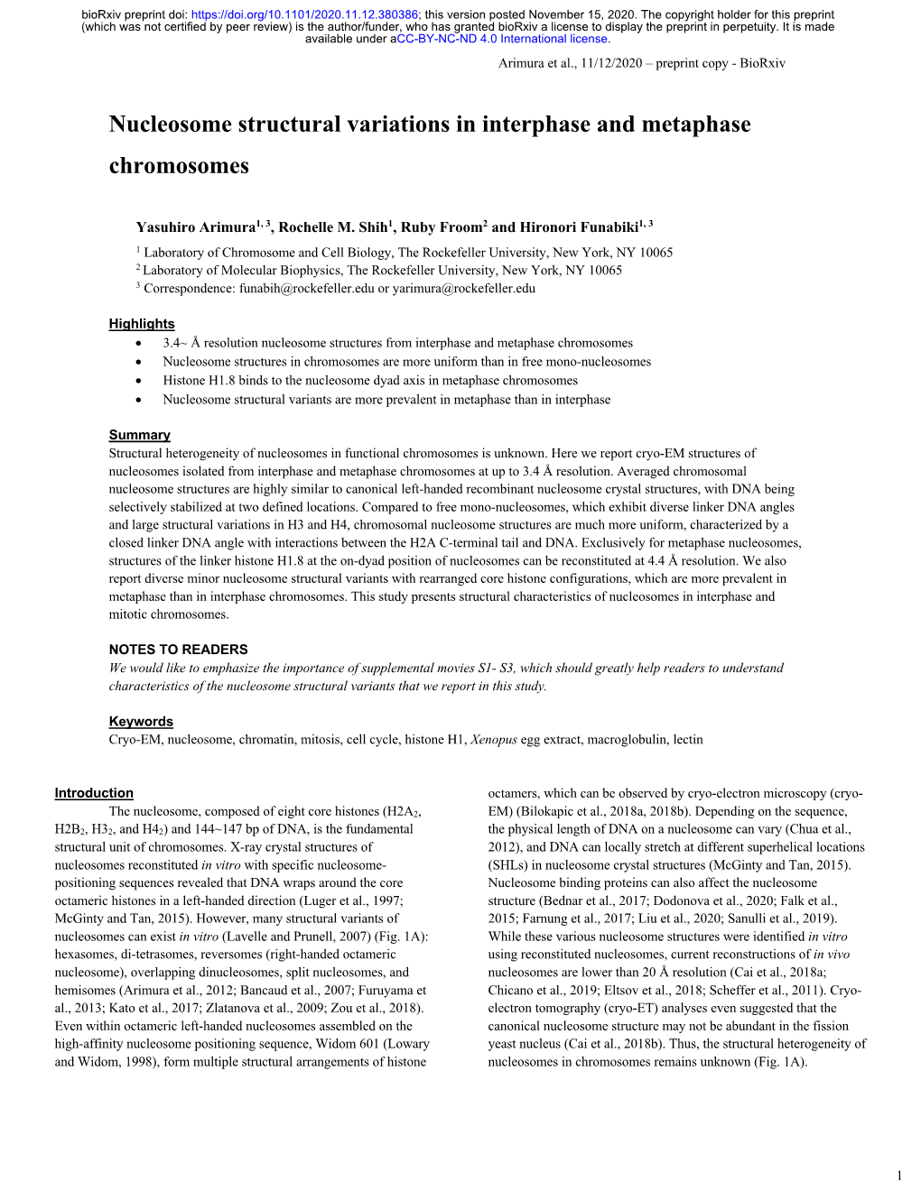 Nucleosome Structural Variations in Interphase and Metaphase Chromosomes