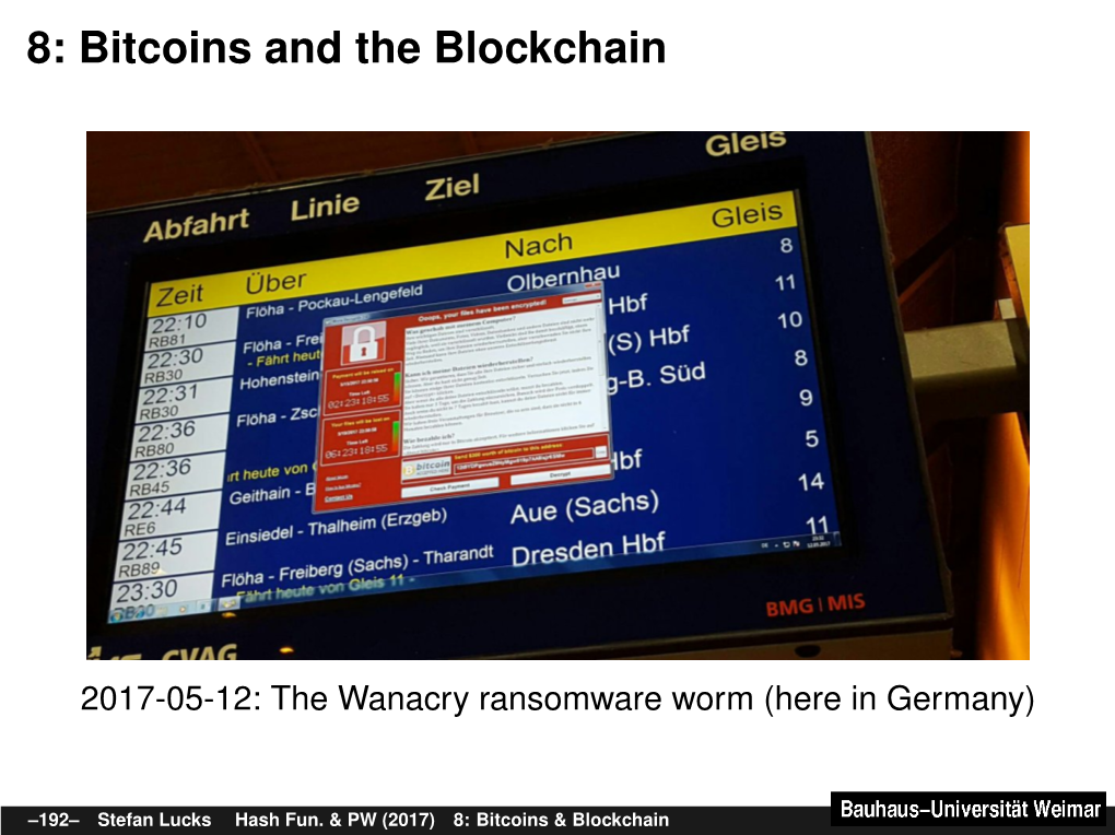 8: Bitcoins and the Blockchain