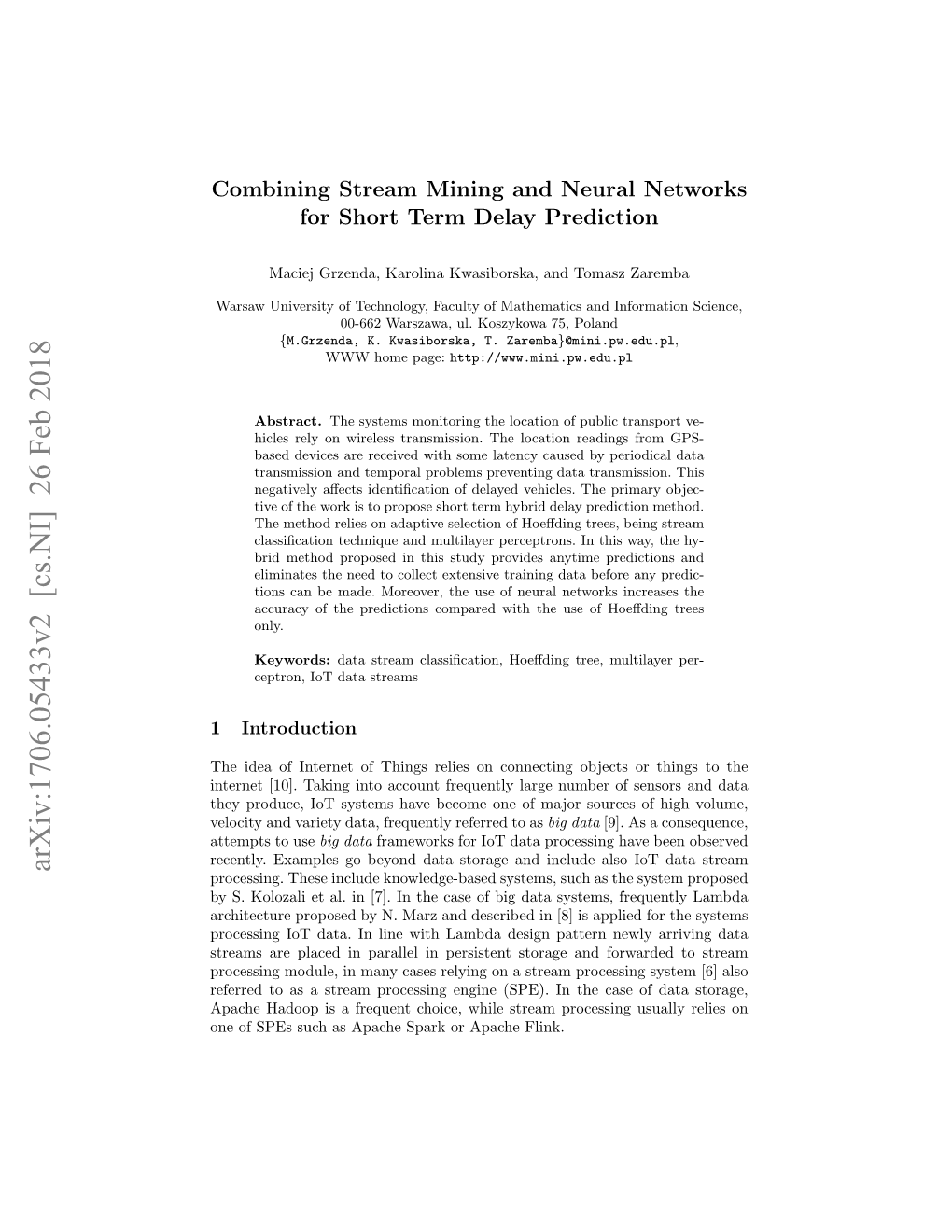 Arxiv:1706.05433V2 [Cs.NI] 26 Feb 2018 Processing