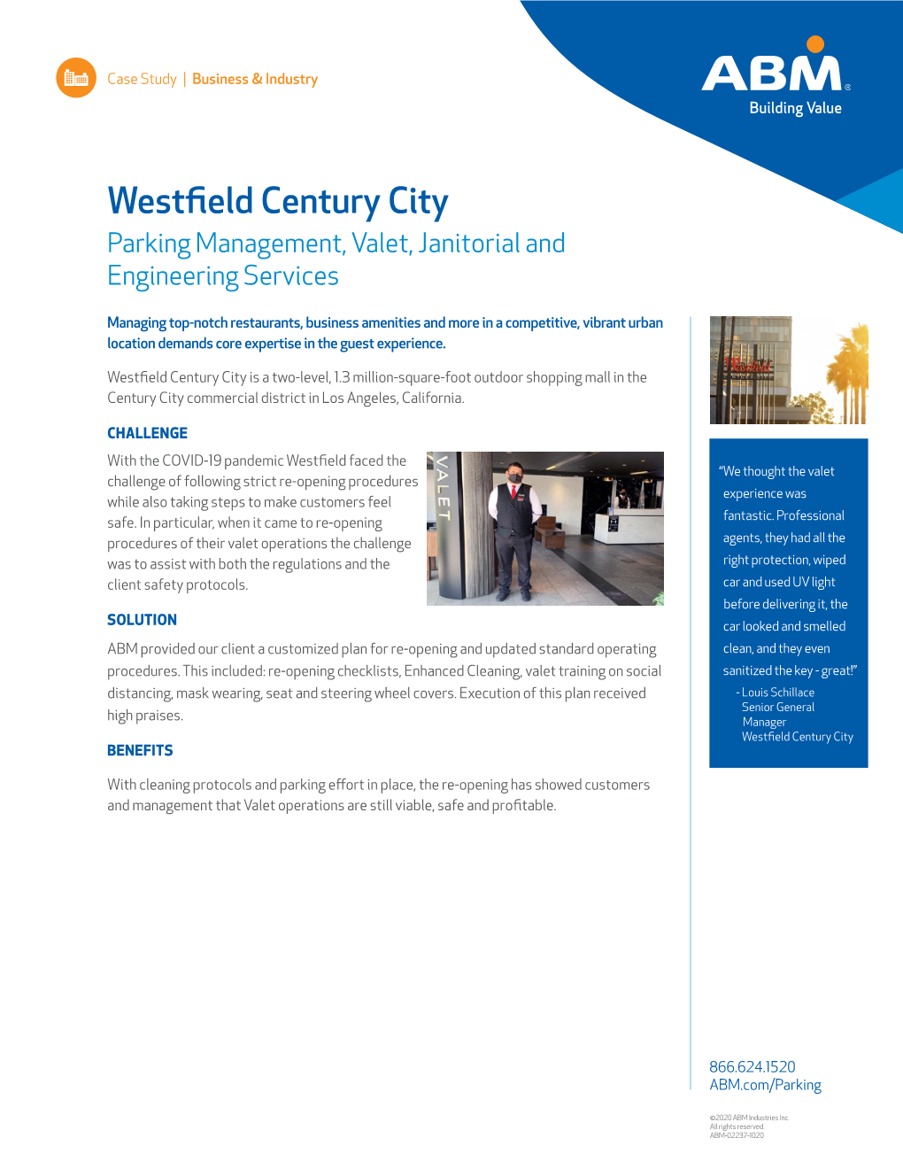 Westfield Century City Parking Management, Valet, Janitorial and Engineering Services