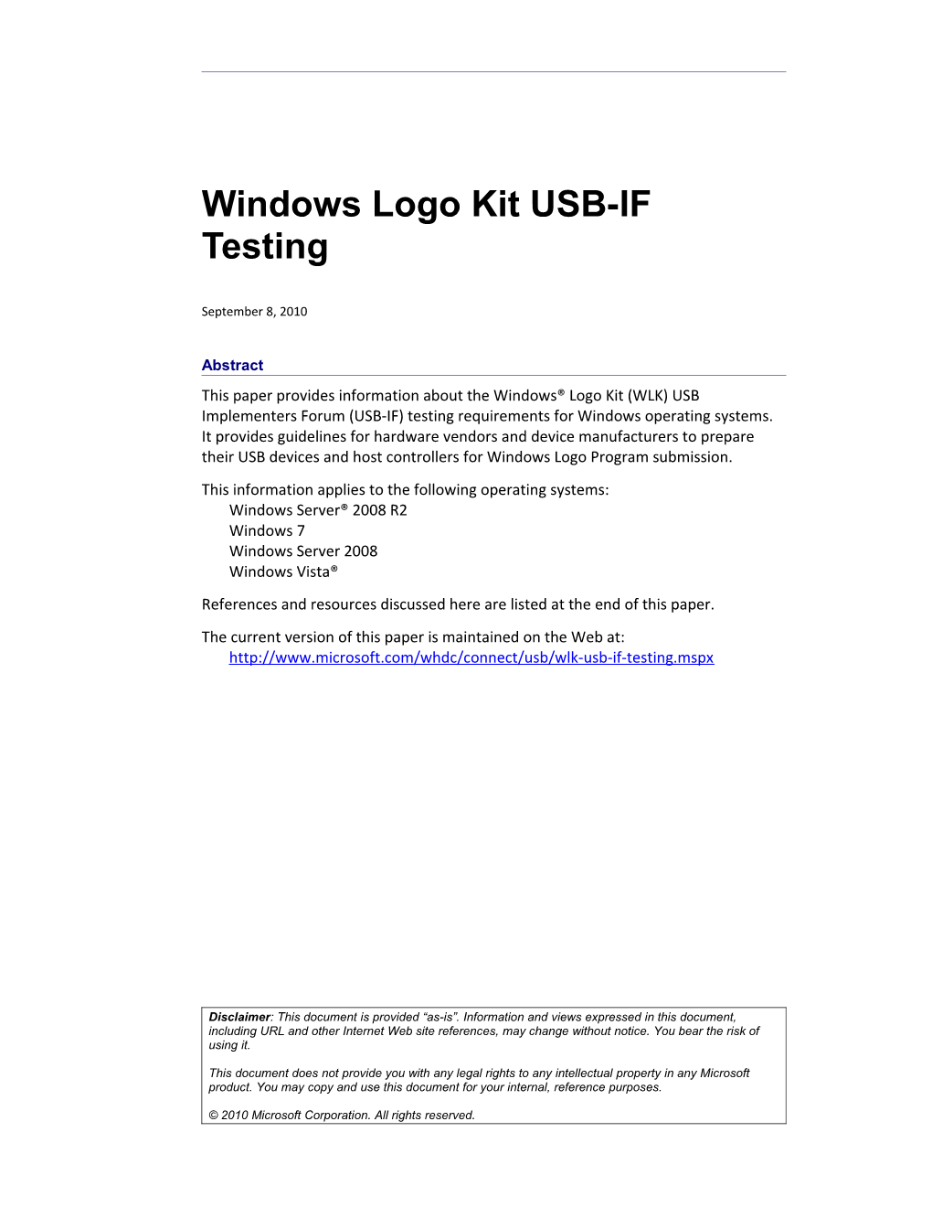 Windows Logo Kit USB-IF Testing - 10