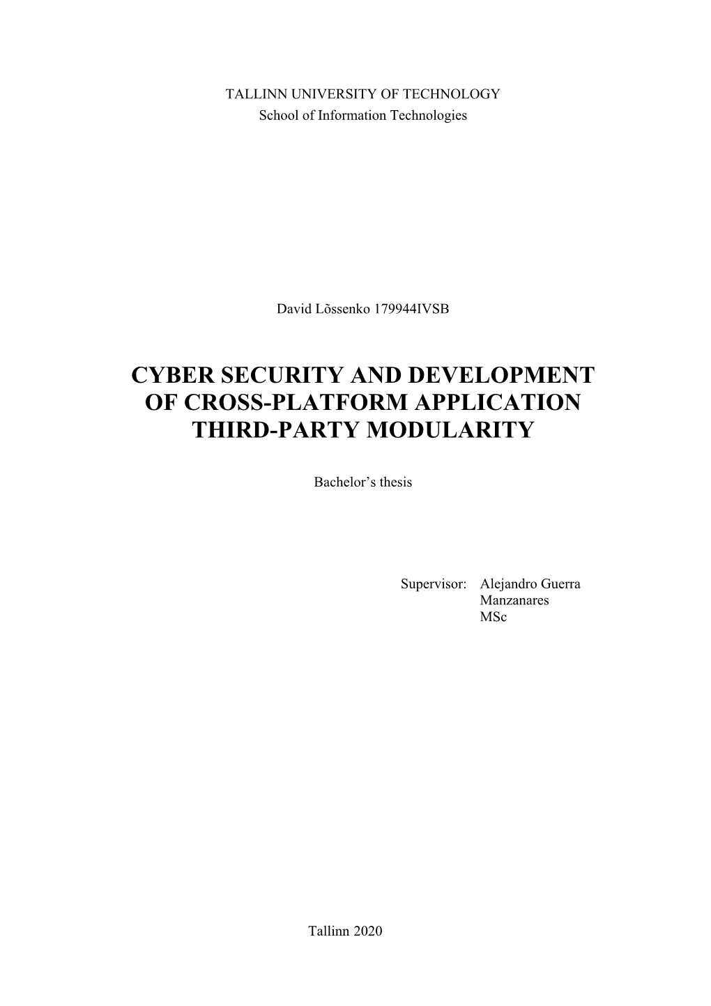 Cyber Security and Development of Cross-Platform Application Third-Party Modularity