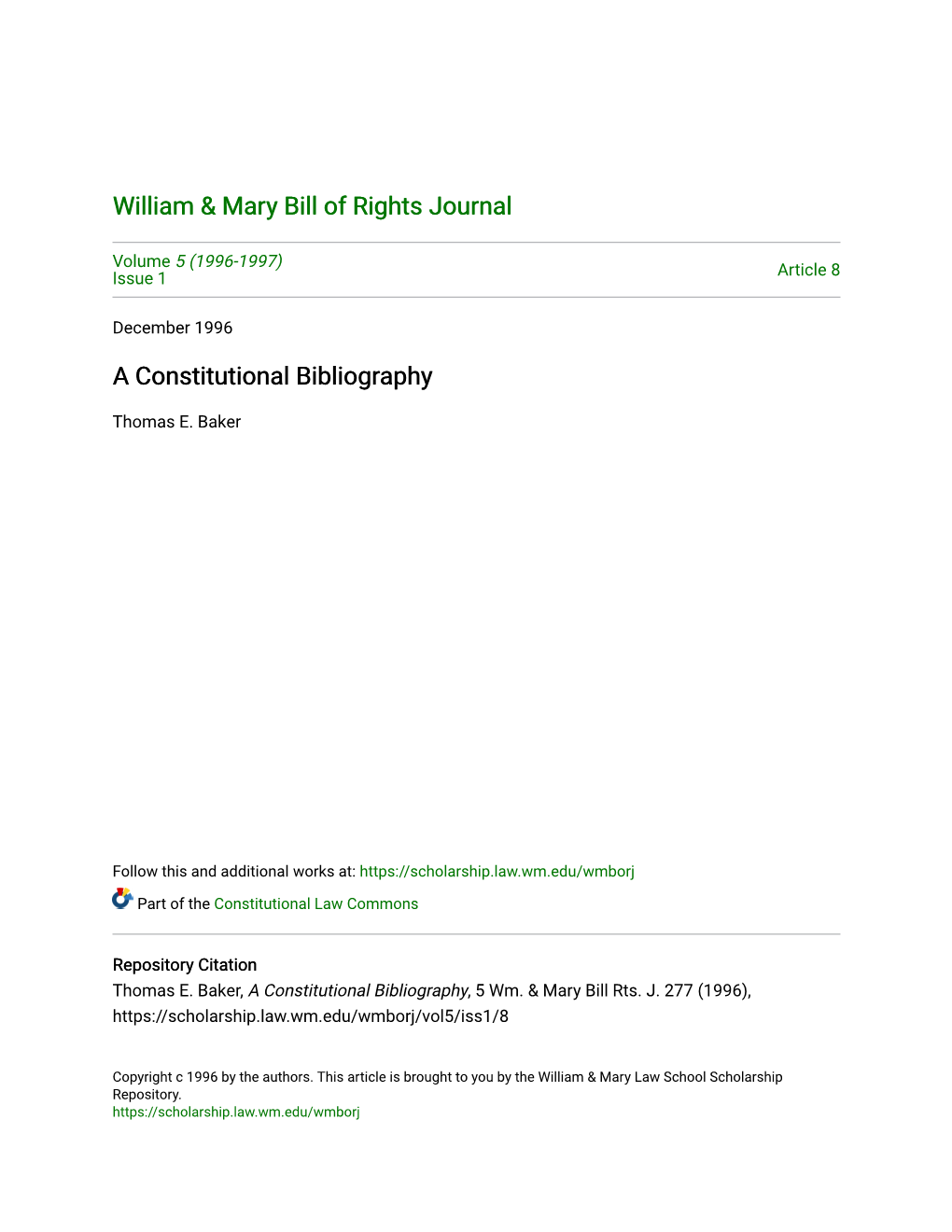 A Constitutional Bibliography