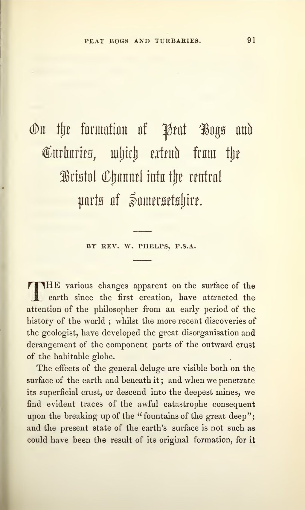 Phelps, W, on the Formation of Peat Bogs and Turbaries, Which Extend