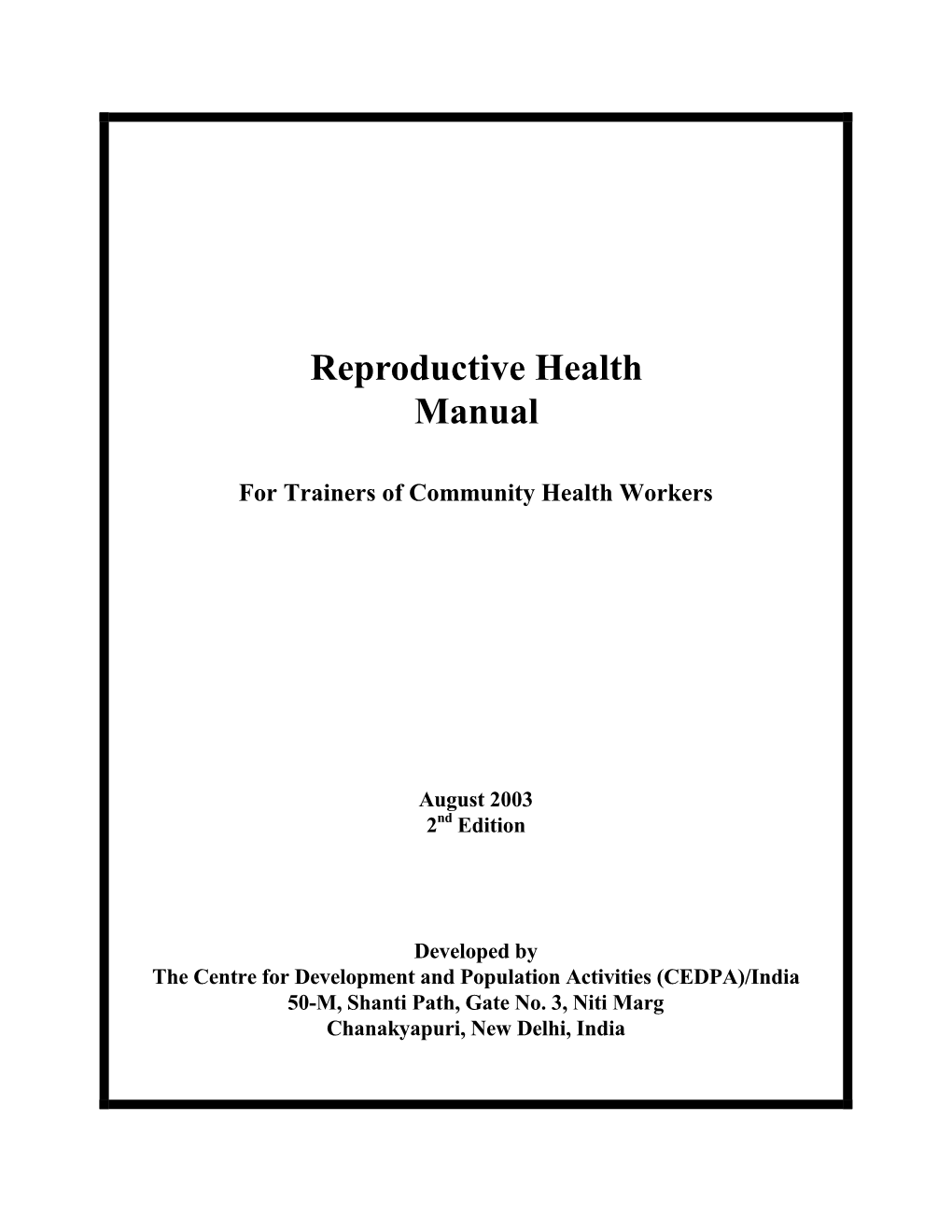 Reproductive Health Manual