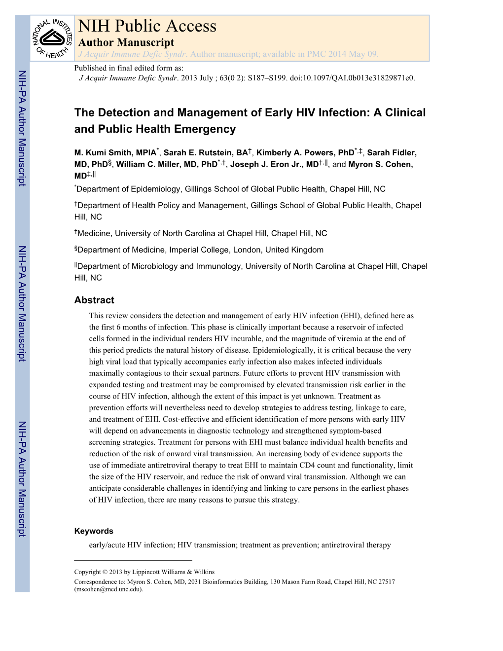 NIH Public Access Author Manuscript J Acquir Immune Defic Syndr