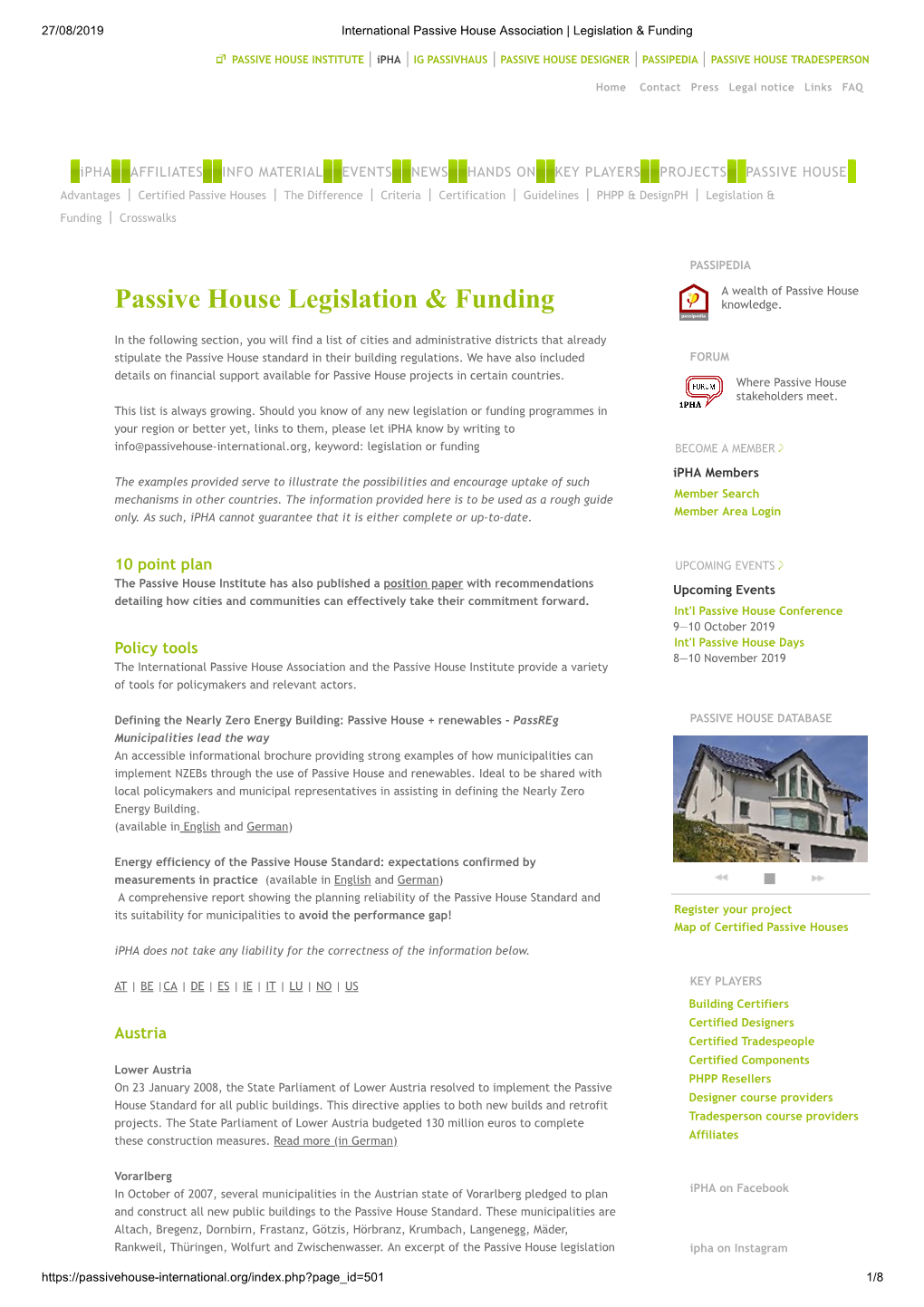 Passive House Legislation & Funding