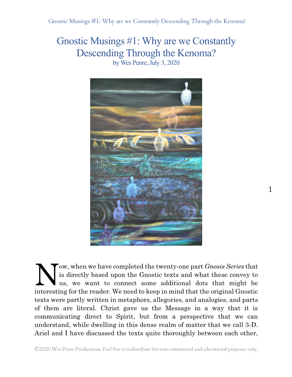 Gnostic Musings #1: Why Are We Constantly Descending Through the Kenoma?