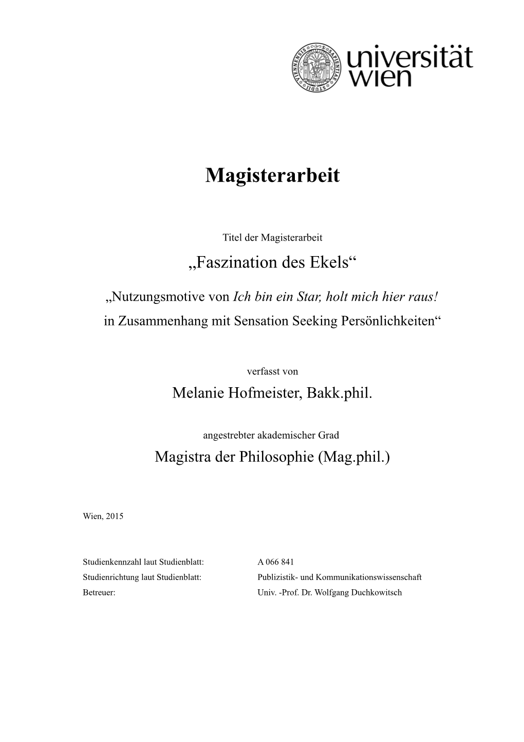 Magisterarbeit