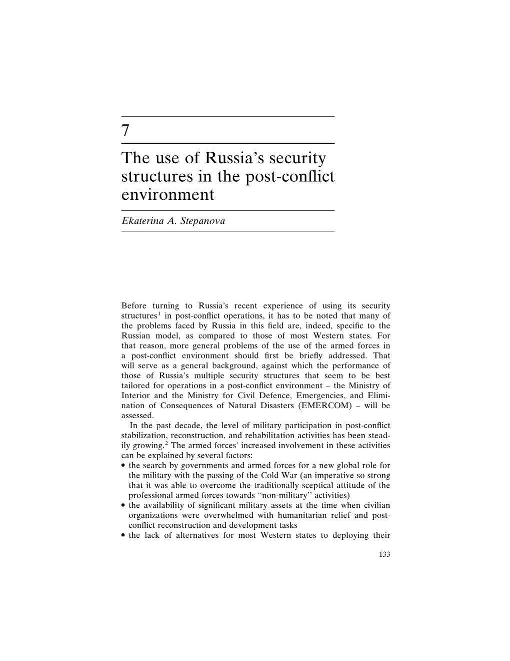 The Use of Russia's Security Forces in Post-Conflict Environment