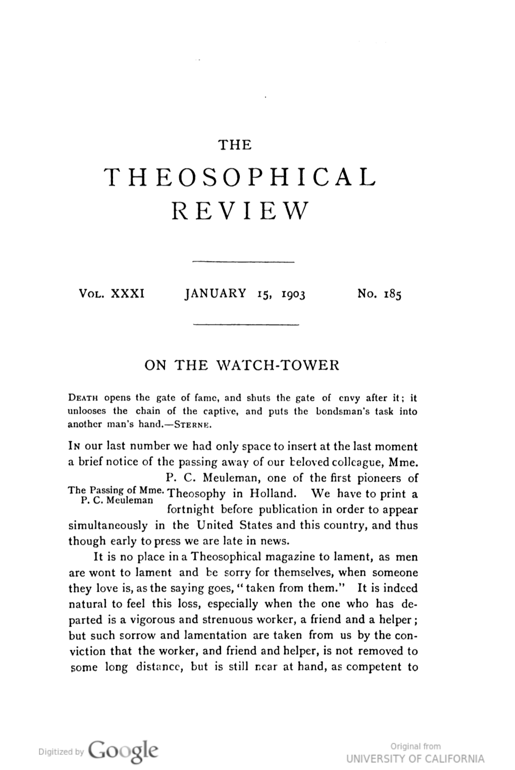 Theosophical Review V31 N185 Jan 15 1903