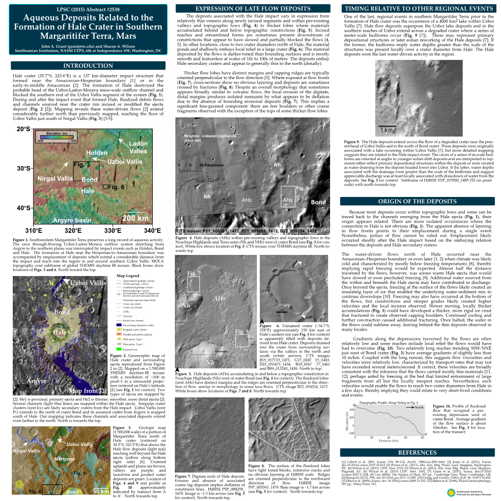 Aqueous Deposits Related to the Formation of Hale Crater In