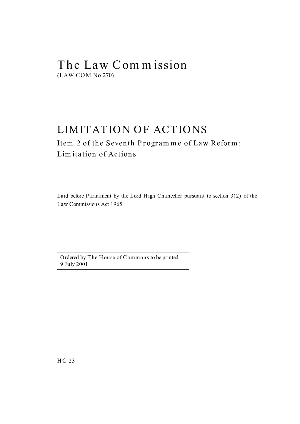 Limitation Bill with Explanatory Notes 227