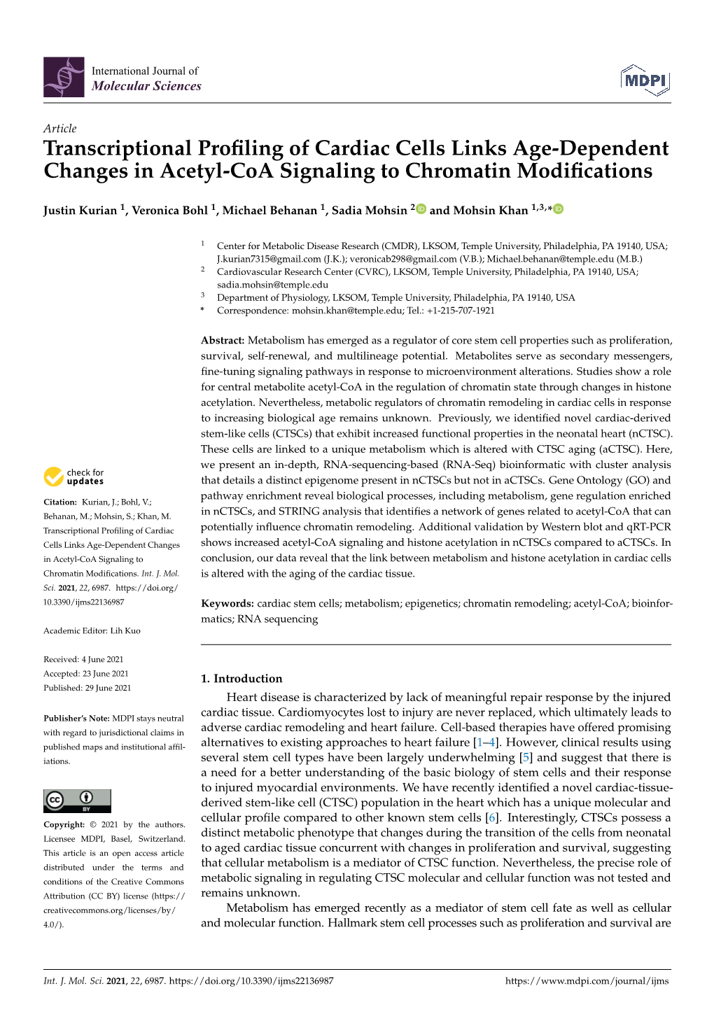 Transcriptional Profiling of Cardiac Cells Links Age-Dependent