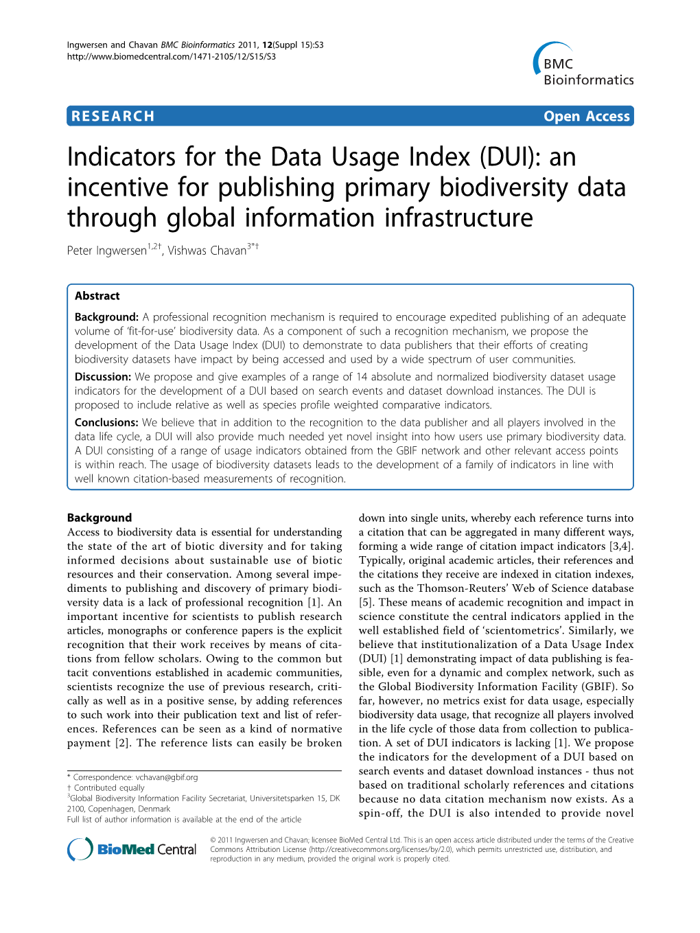 Indicators for the Data Usage Index (DUI): An