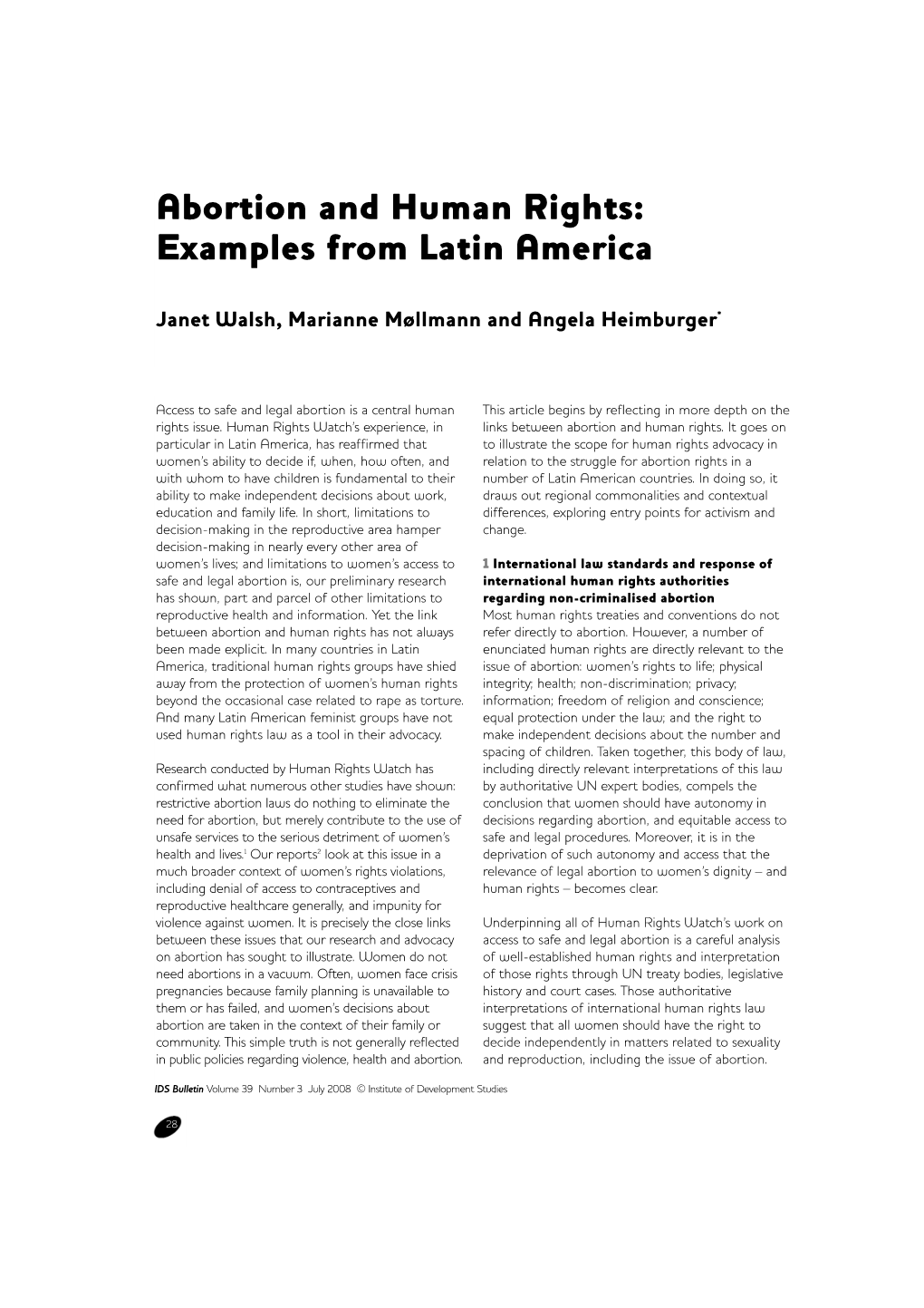 Abortion and Human Rights: Examples from Latin America