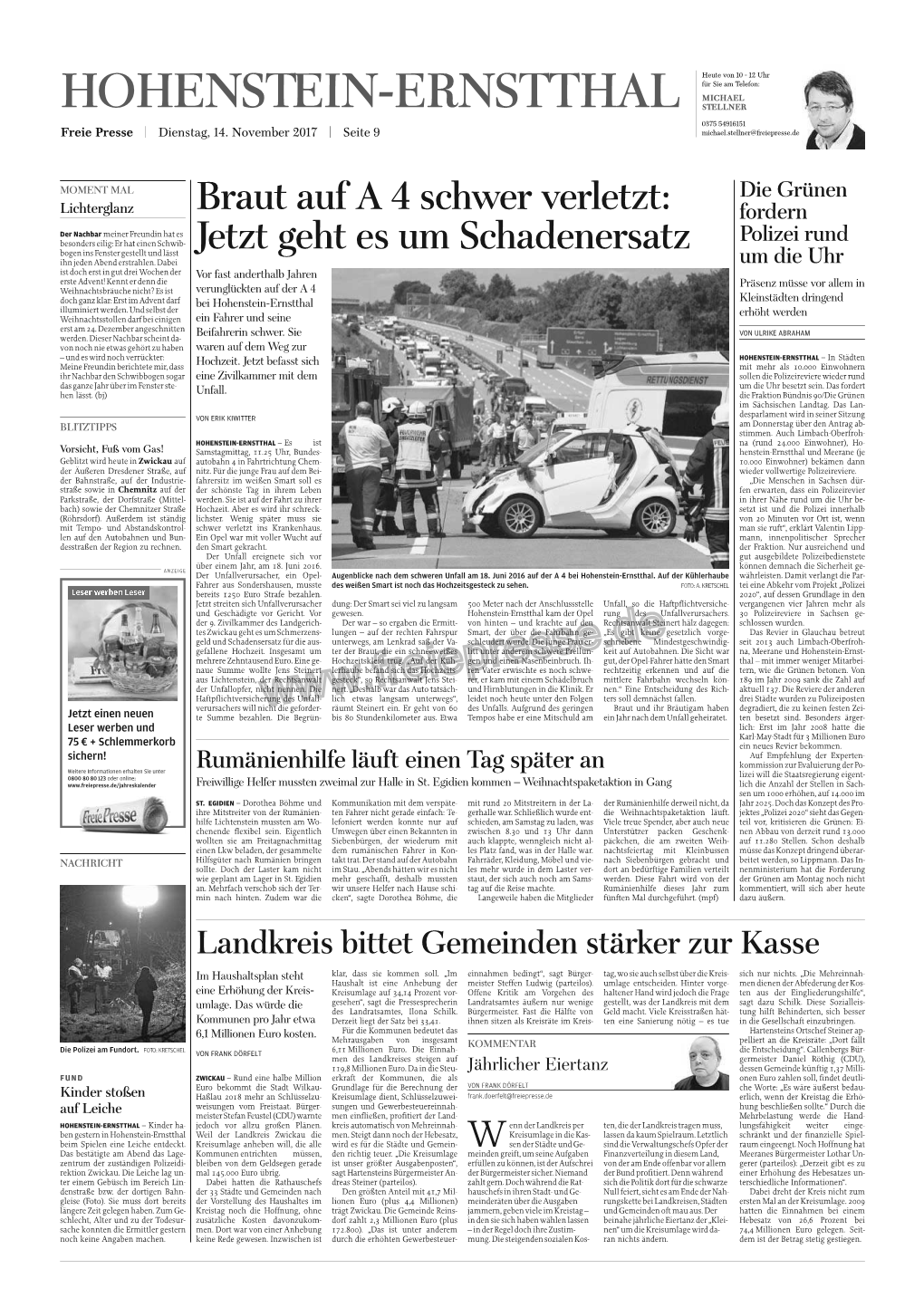 HOHENSTEIN-ERNSTTHAL STELLNER 0375 54916151 Freie Presse Dienstag, 14