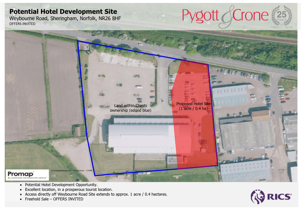 Potential Hotel Development Site Weybourne Road, Sheringham, Norfolk, NR26 8HF OFFERS INVITED