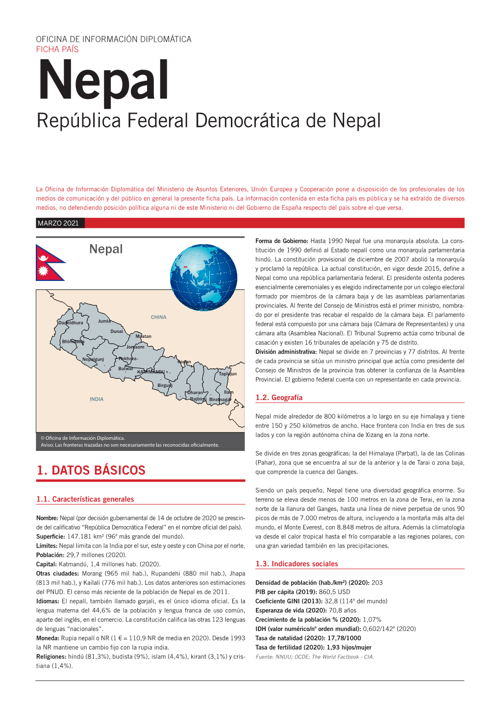 FICHA PAÍS Nepal República Federal Democrática De Nepal
