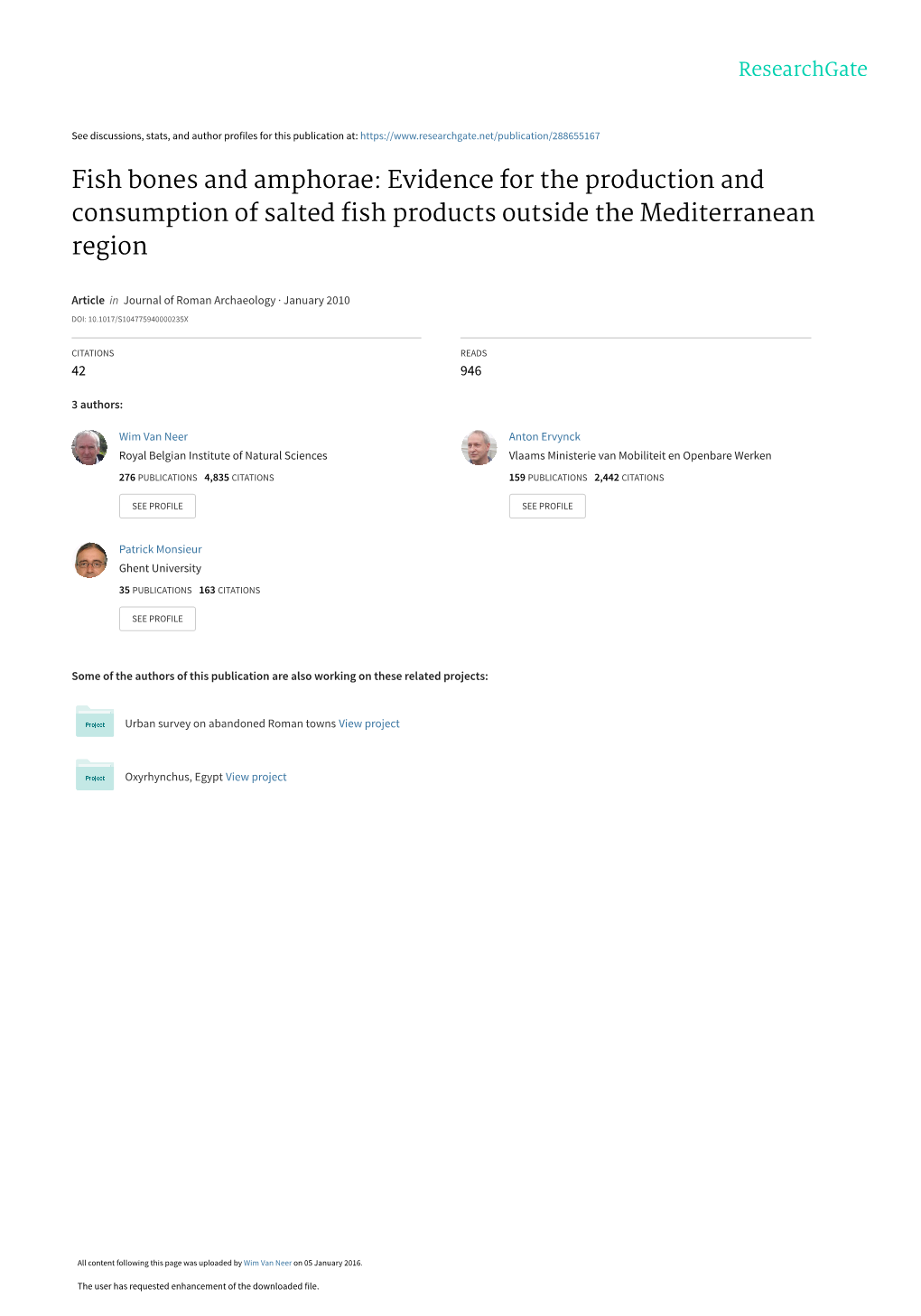 Fish Bones and Amphorae: Evidence for the Production and Consumption of Salted ﬁsh Products Outside the Mediterranean Region