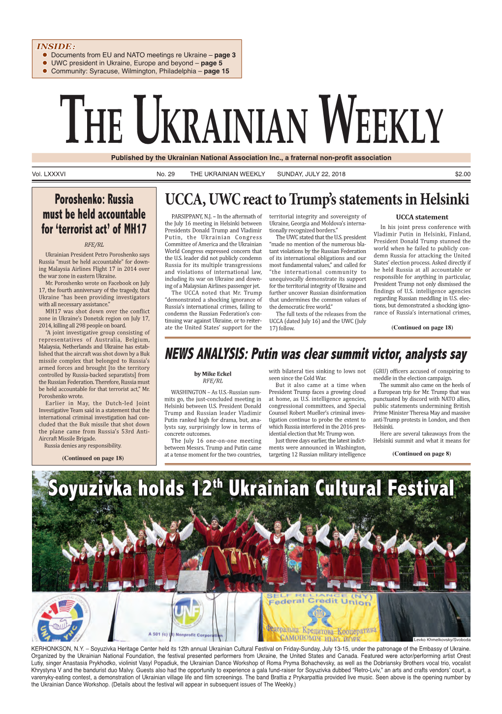 The Ukrainian Weekly, 2018