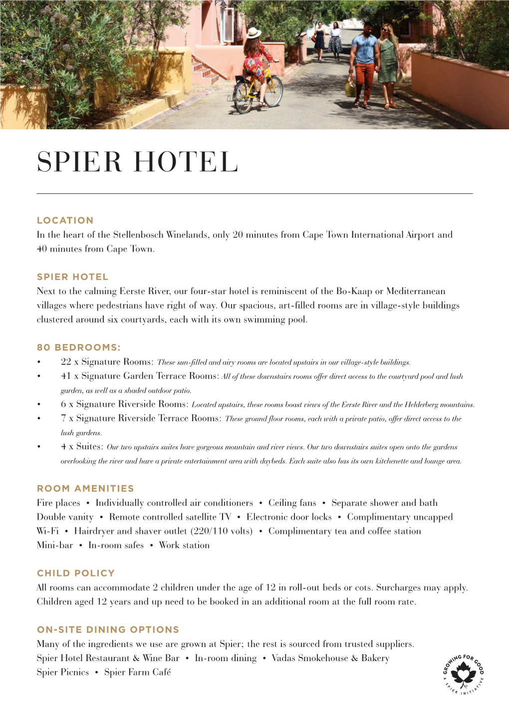 Spier Hotel Fact Sheet
