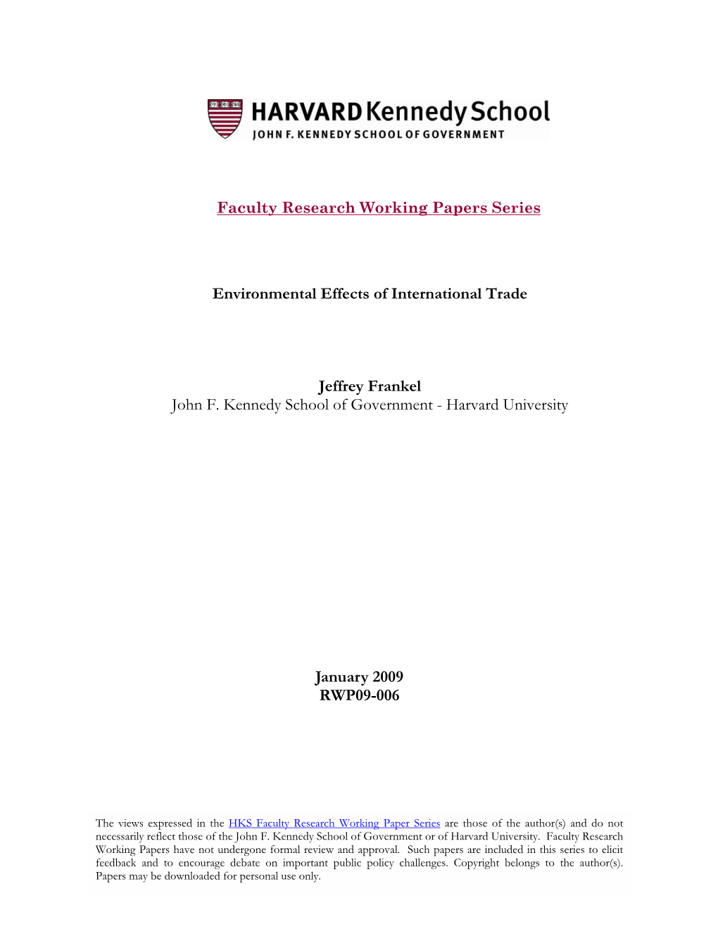 Environmental Effects of International Trade