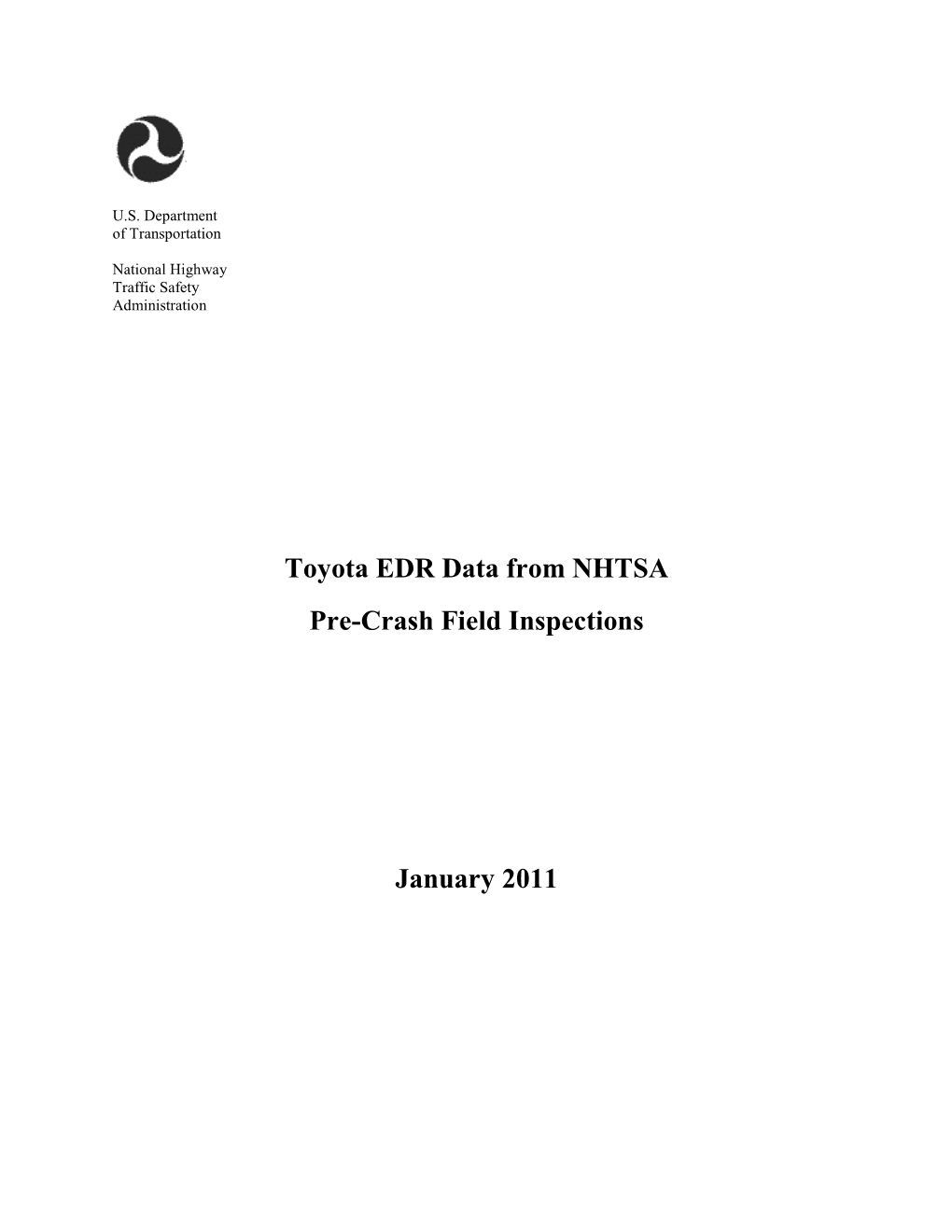 Toyota EDR Data from NHTSA Pre-Crash Field Inspections