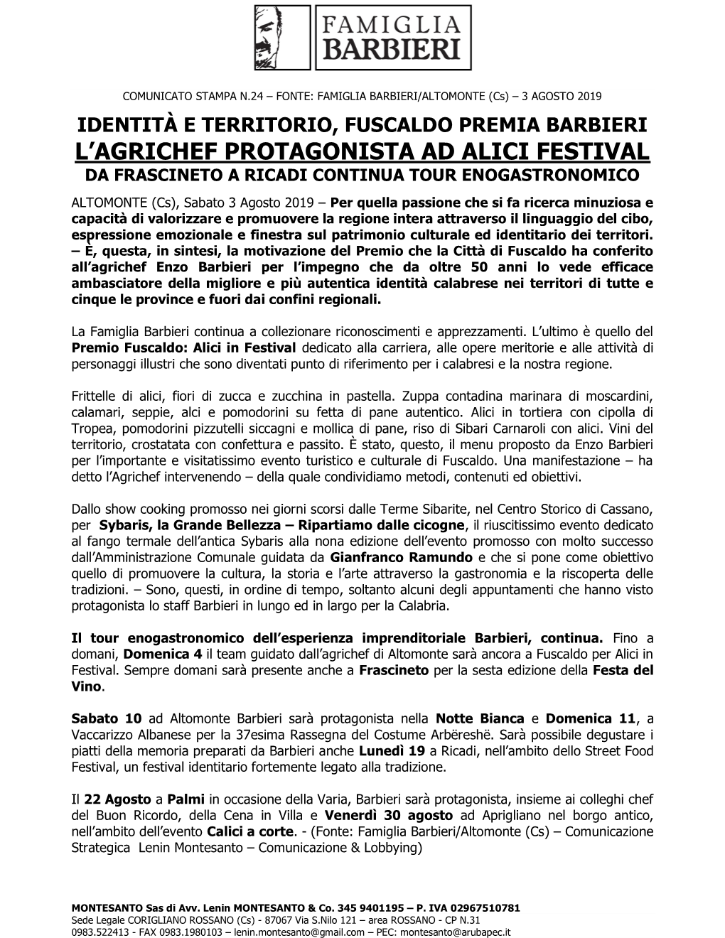 L'agrichef Protagonista Ad Alici Festival