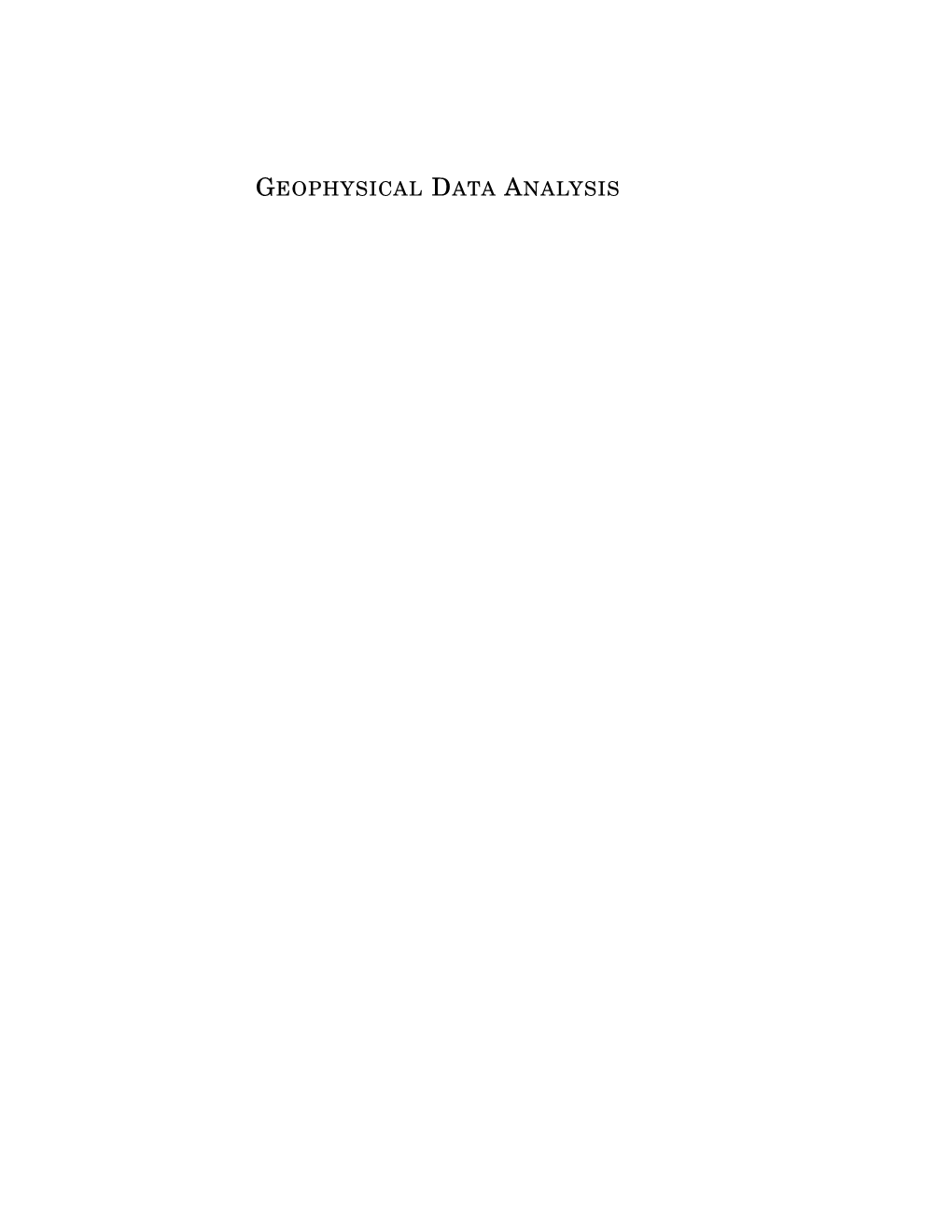 Geophysical Data Analysis: Time Series