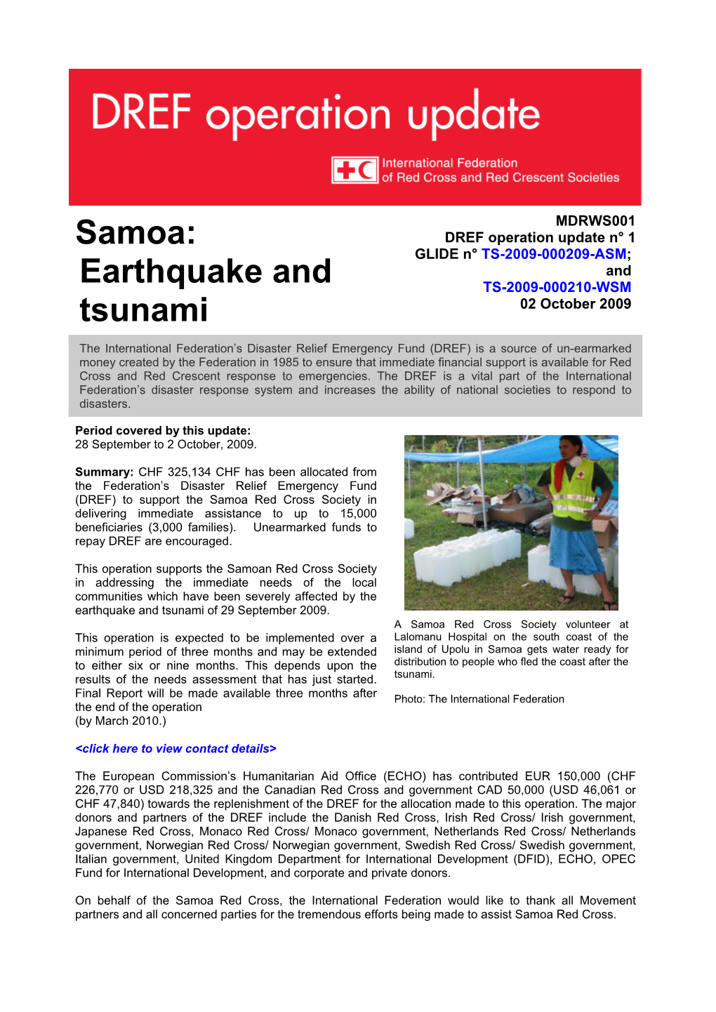 Samoa: Earthquake and Tsunami MDRWS001