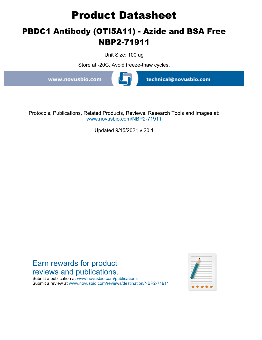 Product Datasheet PBDC1 Antibody (OTI5A11