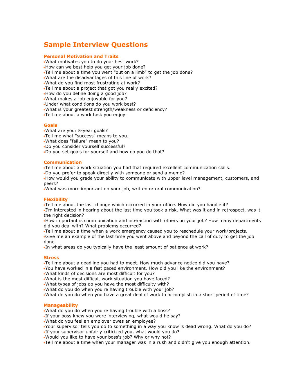 Sample Interview Questions s1