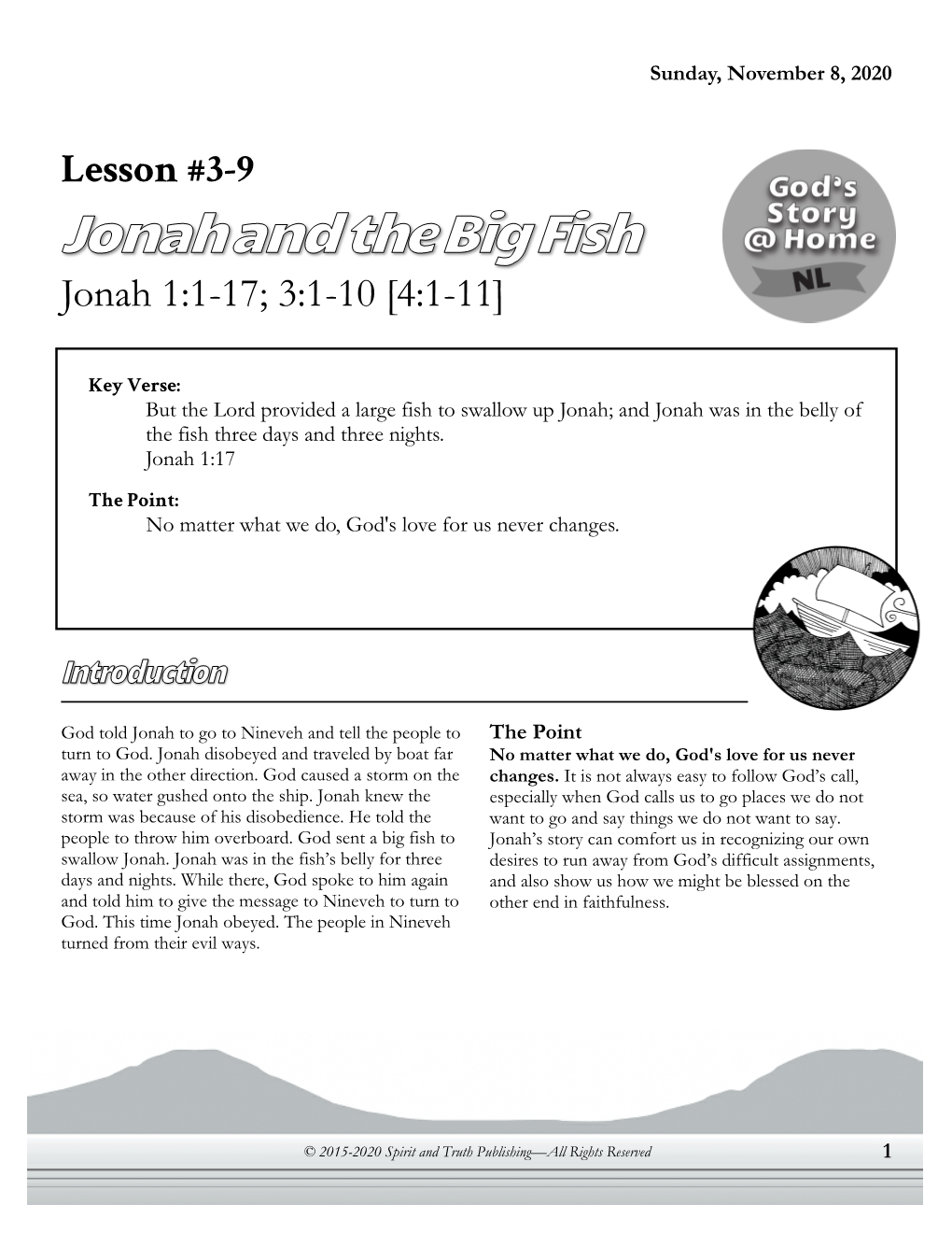 Lesson #3-9 Jonah 1:1-17