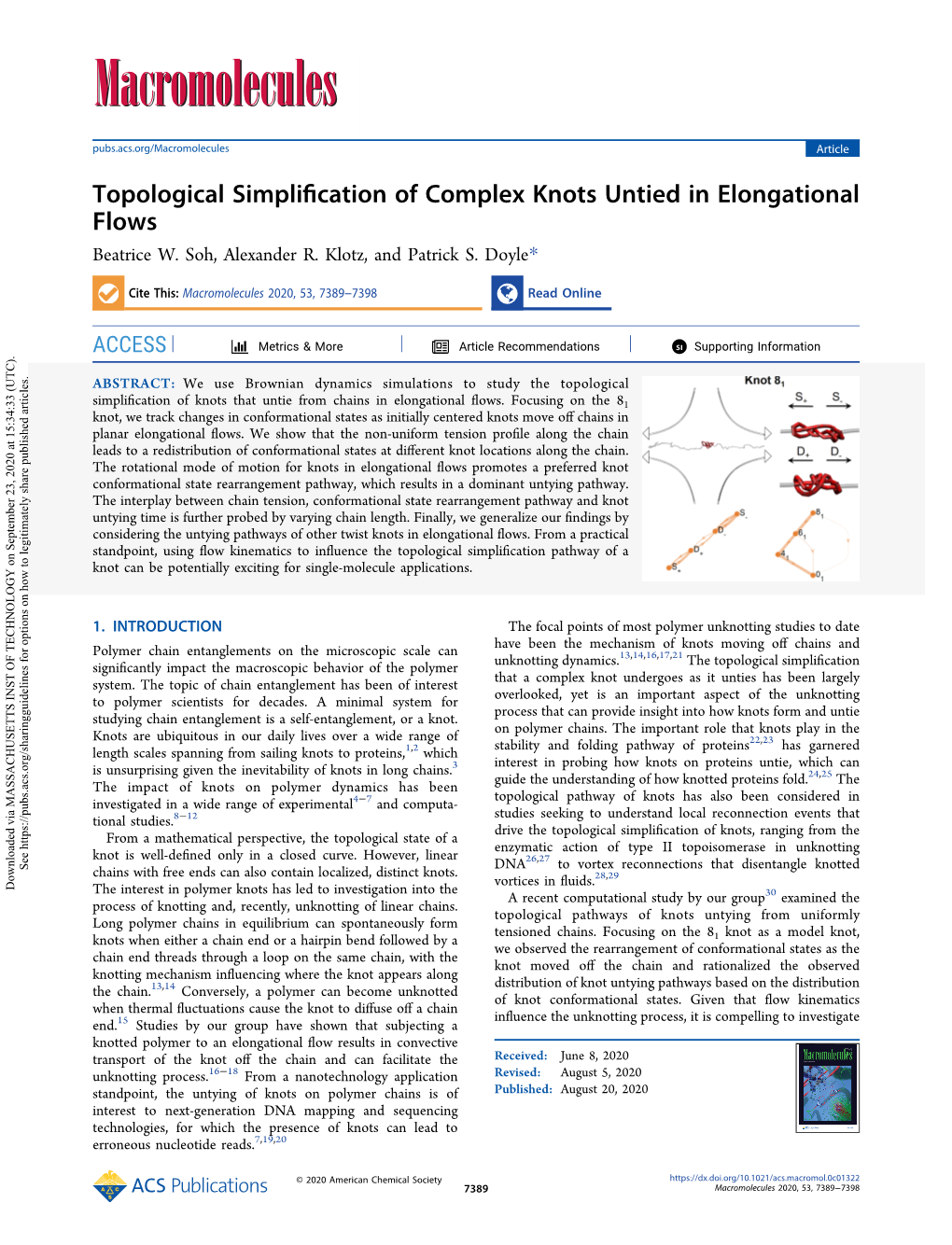 Topological Simplification of Complex Knots Untied in Elongational Flows