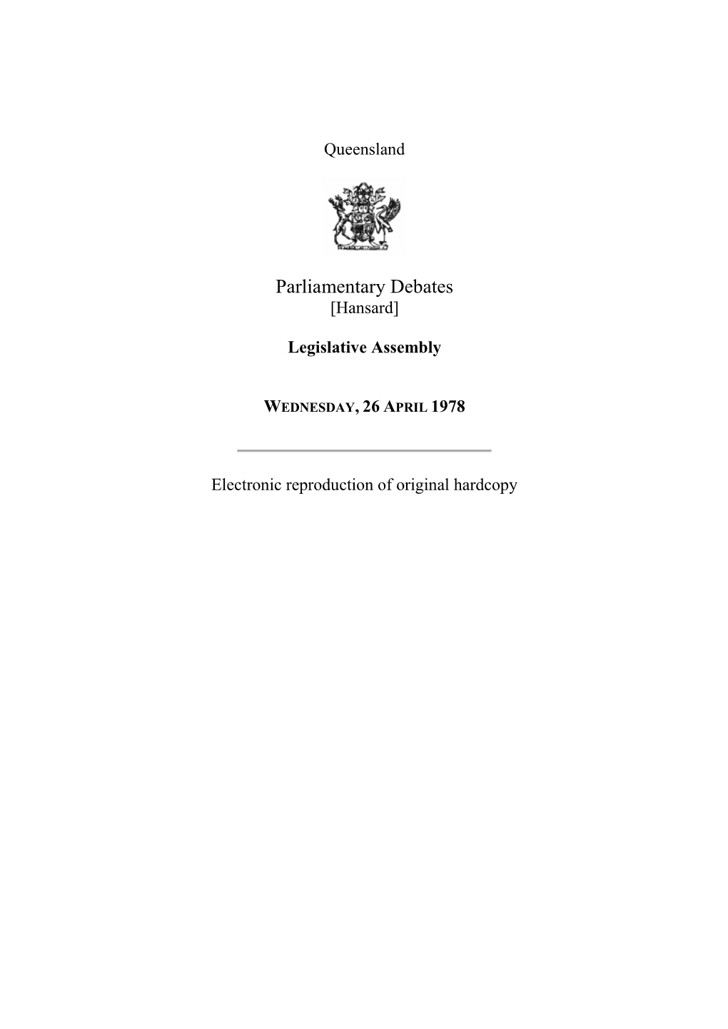 Legislative Assembly Hansard 1978