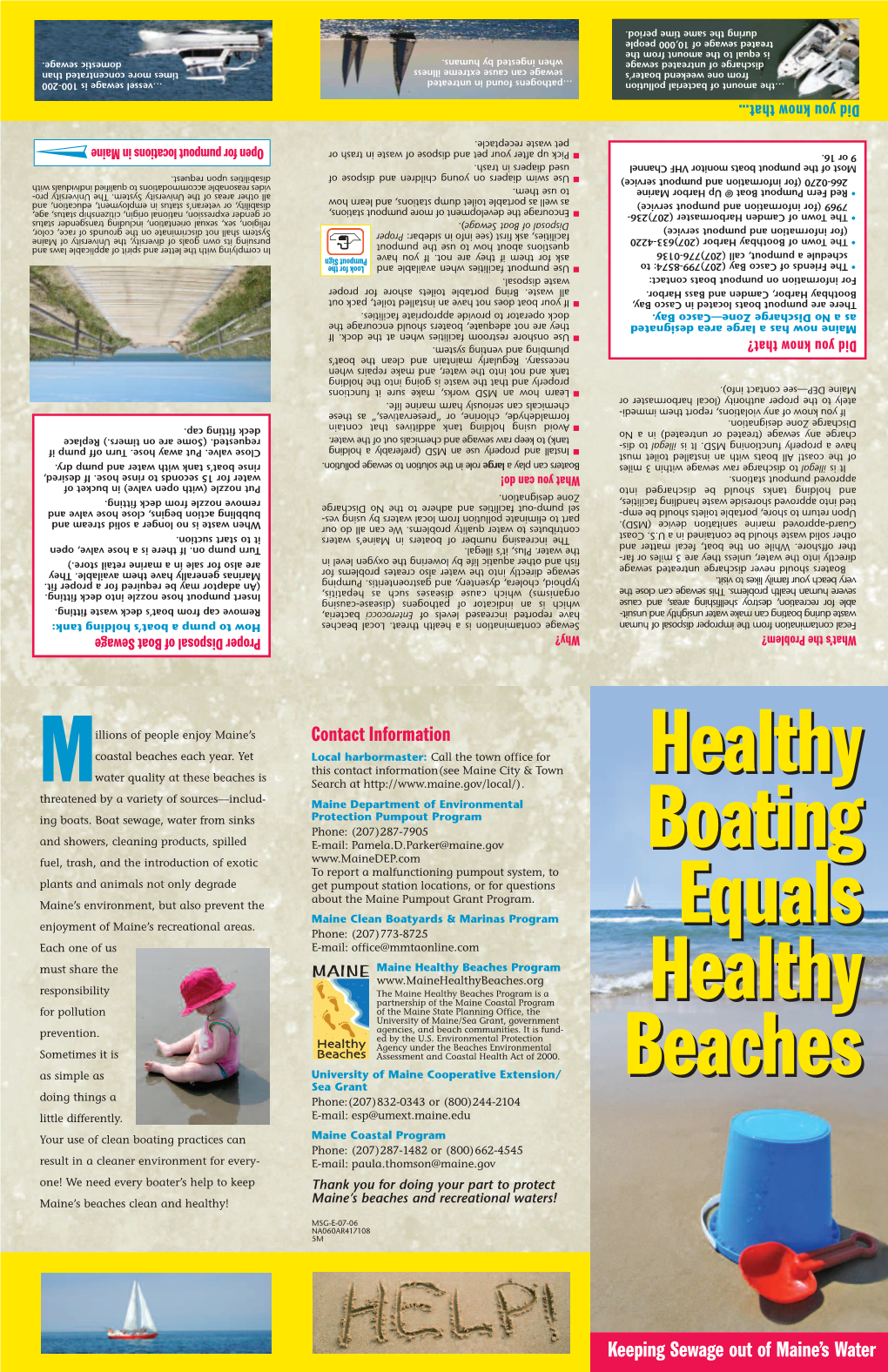 Healthy Boating Equals Healthy Beaches Brochure