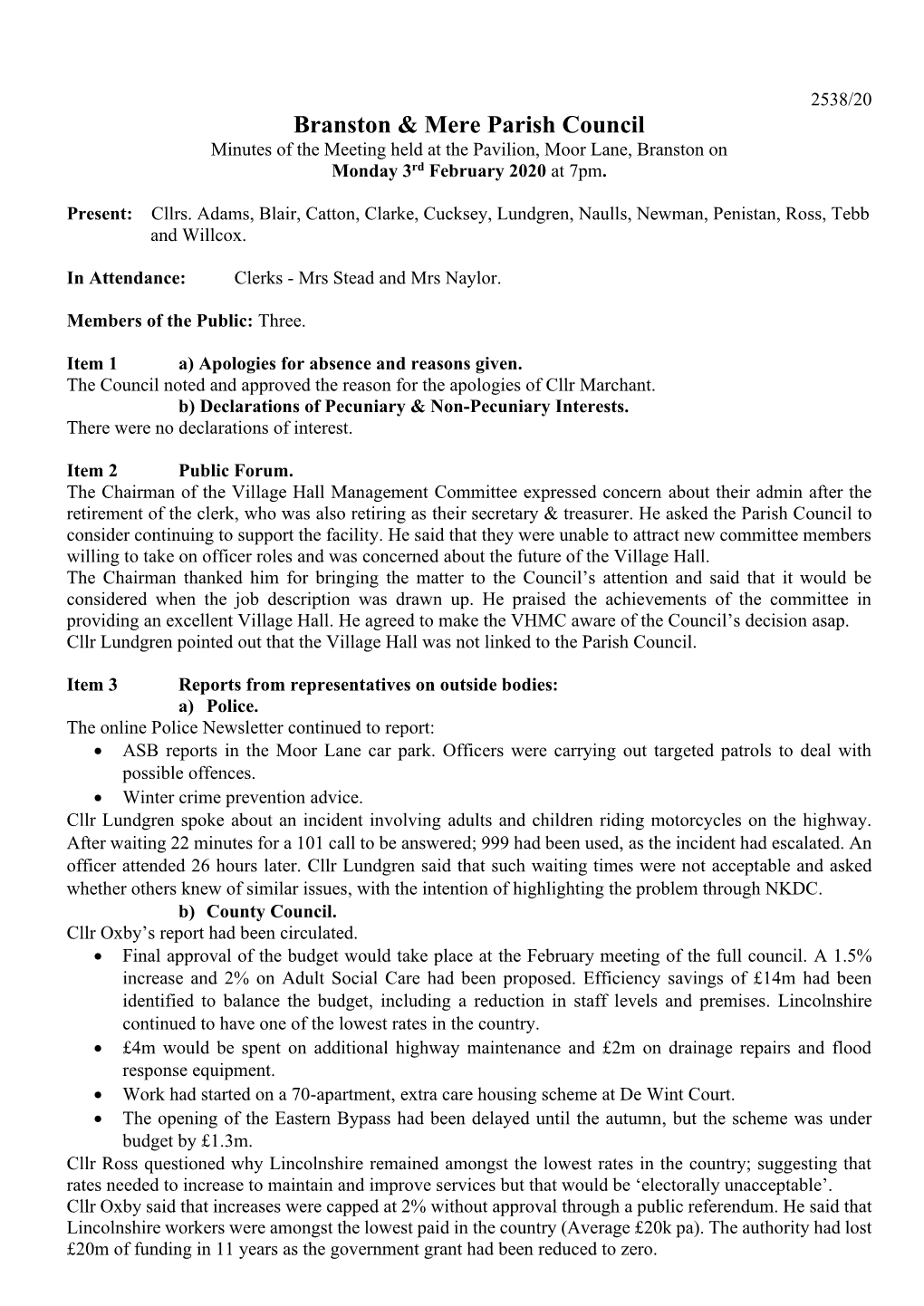 Branston & Mere Parish Council