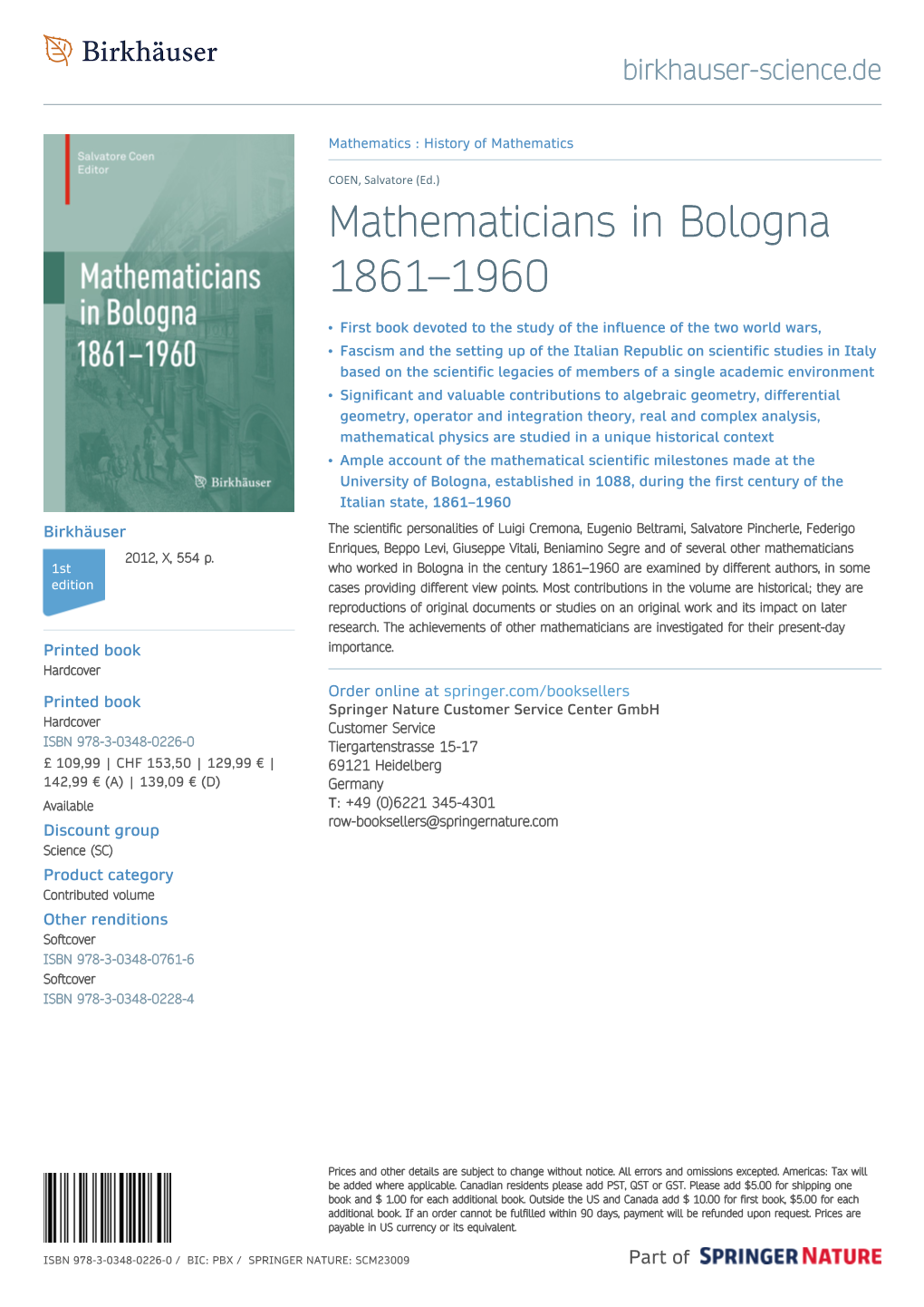 Mathematicians in Bologna 1861–1960