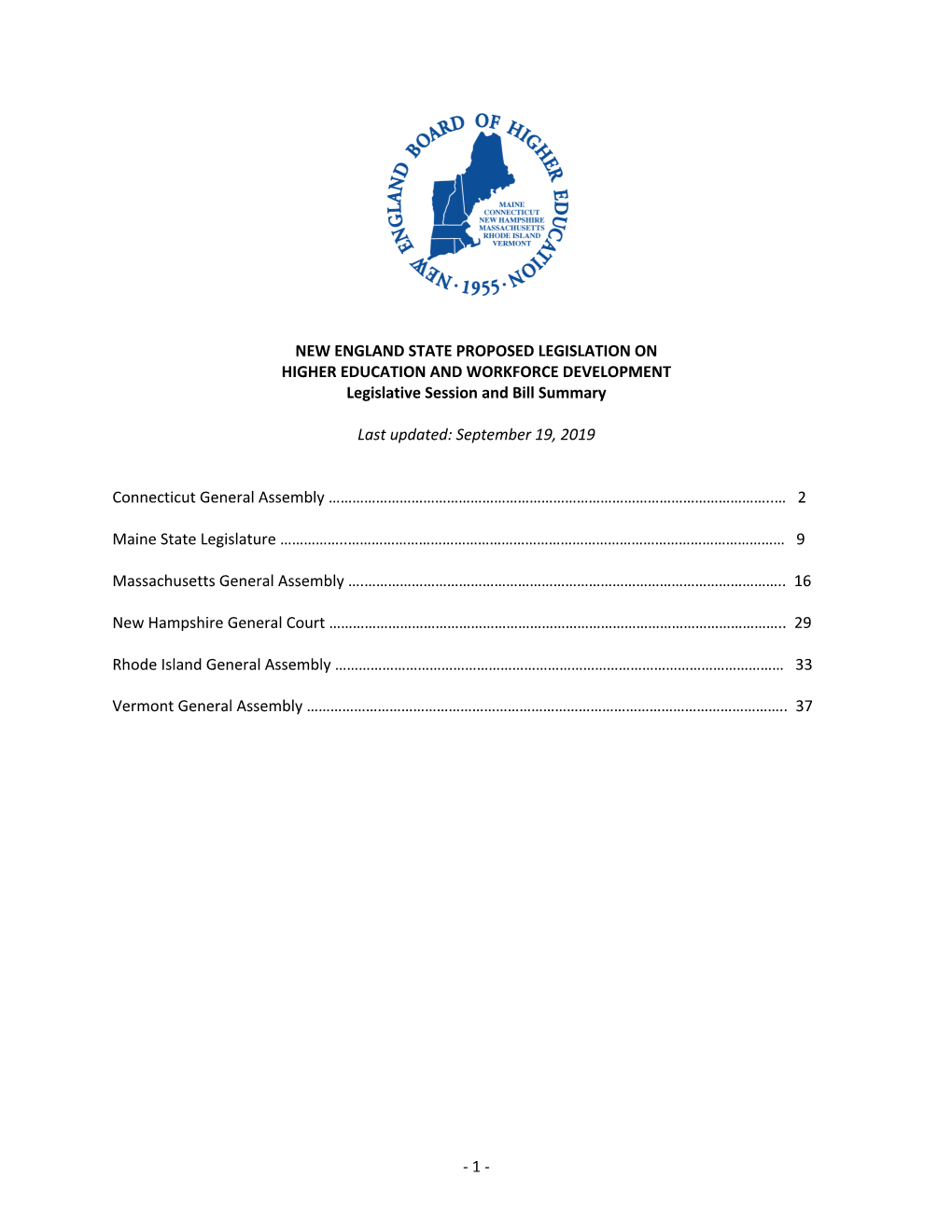 Bills Passed During the 2019 Legislative Session and Session