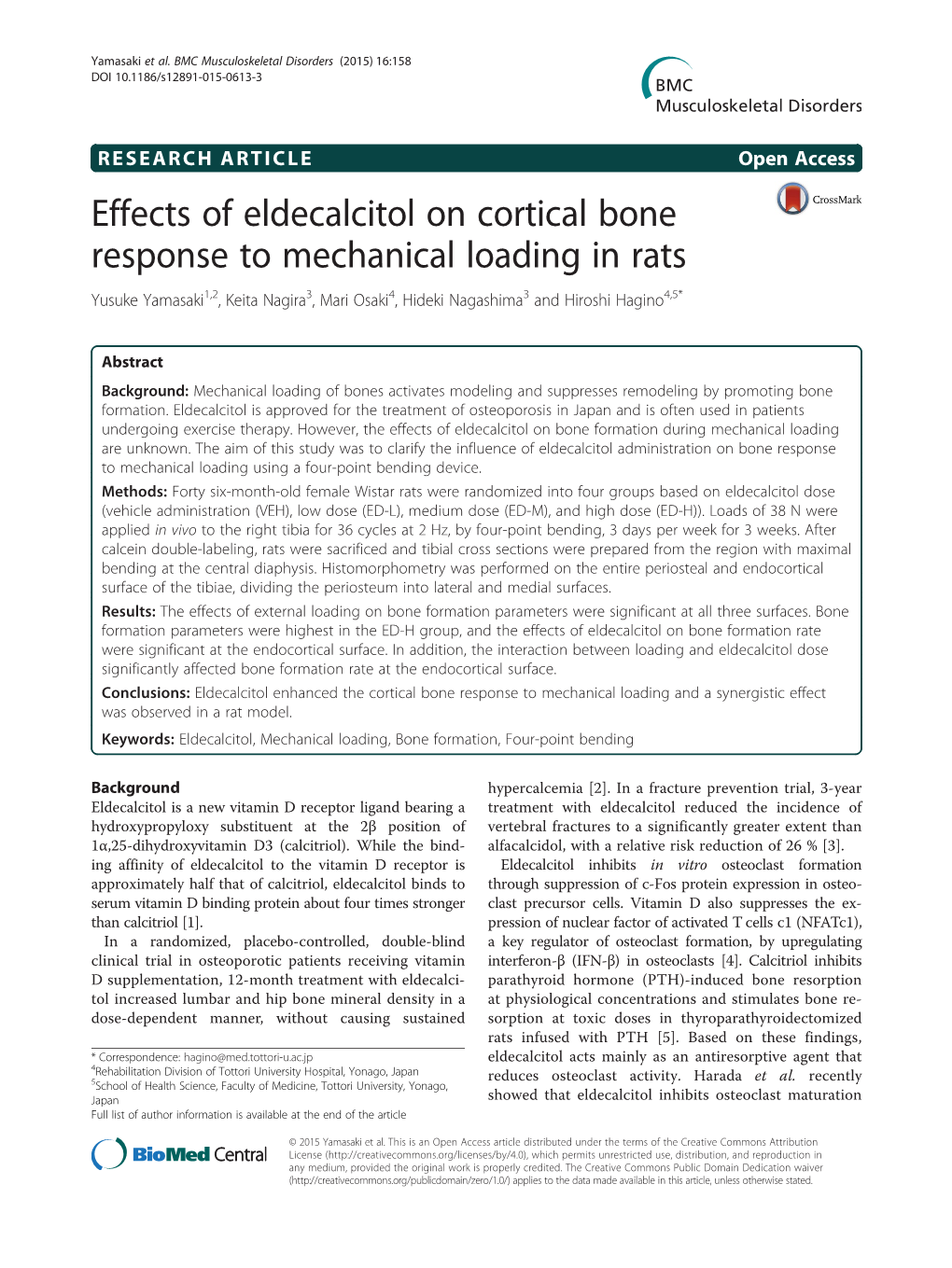 Effects of Eldecalcitol on Cortical Bone Response to Mechanical