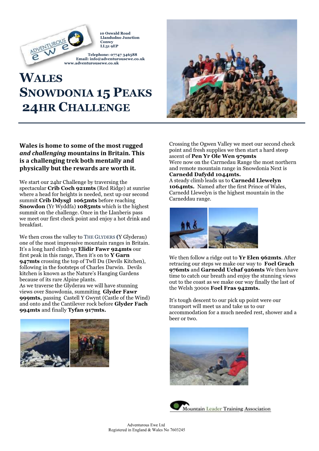 Wales Snowdonia 15 Peaks 24Hr Challenge