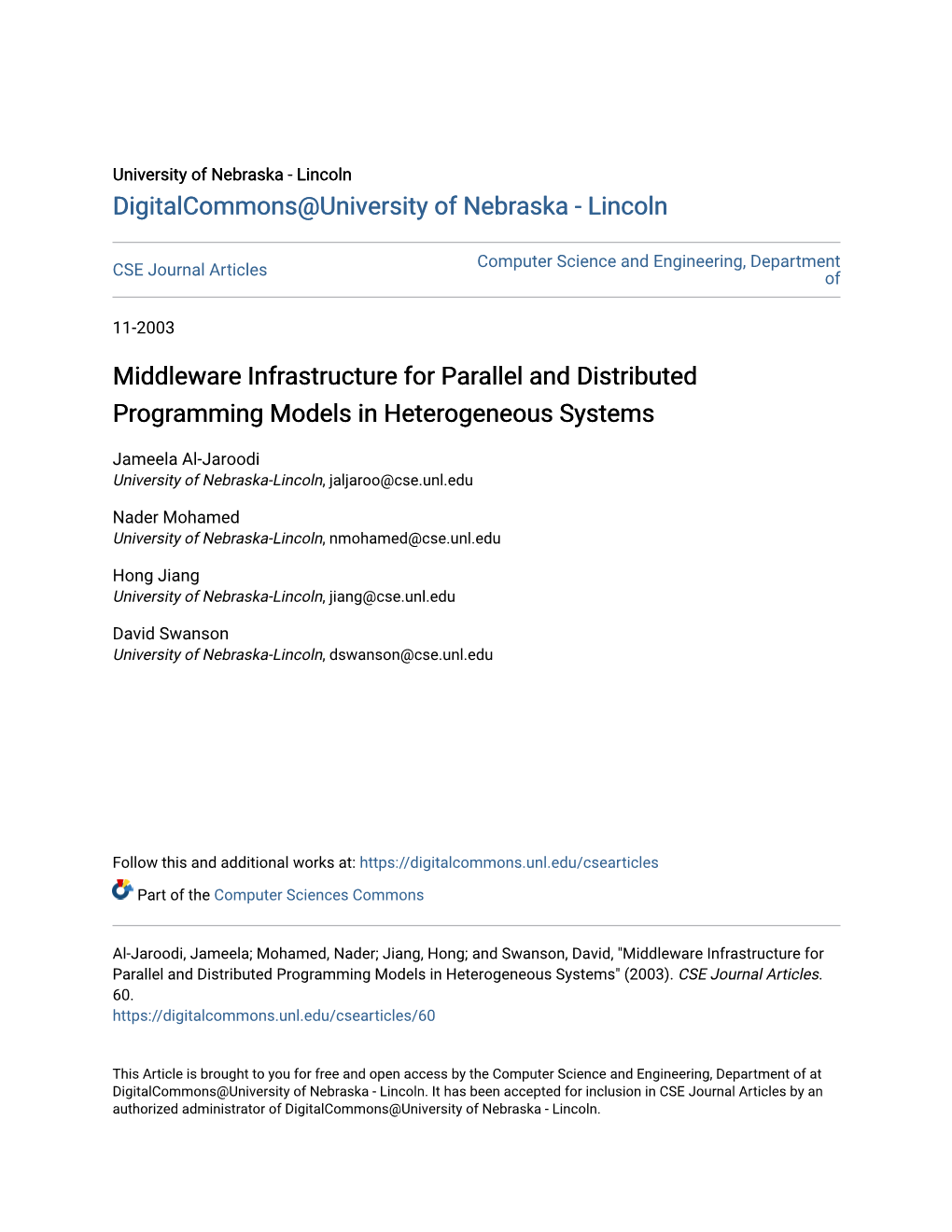 Middleware Infrastructure for Parallel and Distributed Programming Models in Heterogeneous Systems