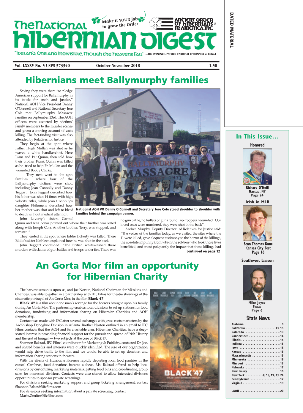 Hibernians Meet Ballymurphy Families an Gorta Mor Film an Opportunity for Hibernian Charity