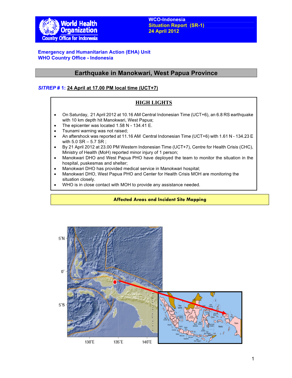 Earthquake in Manokwari, West Papua Province