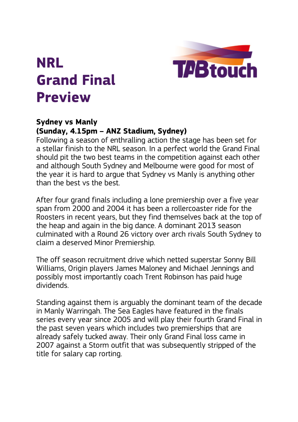 NRL Grand Final Preview